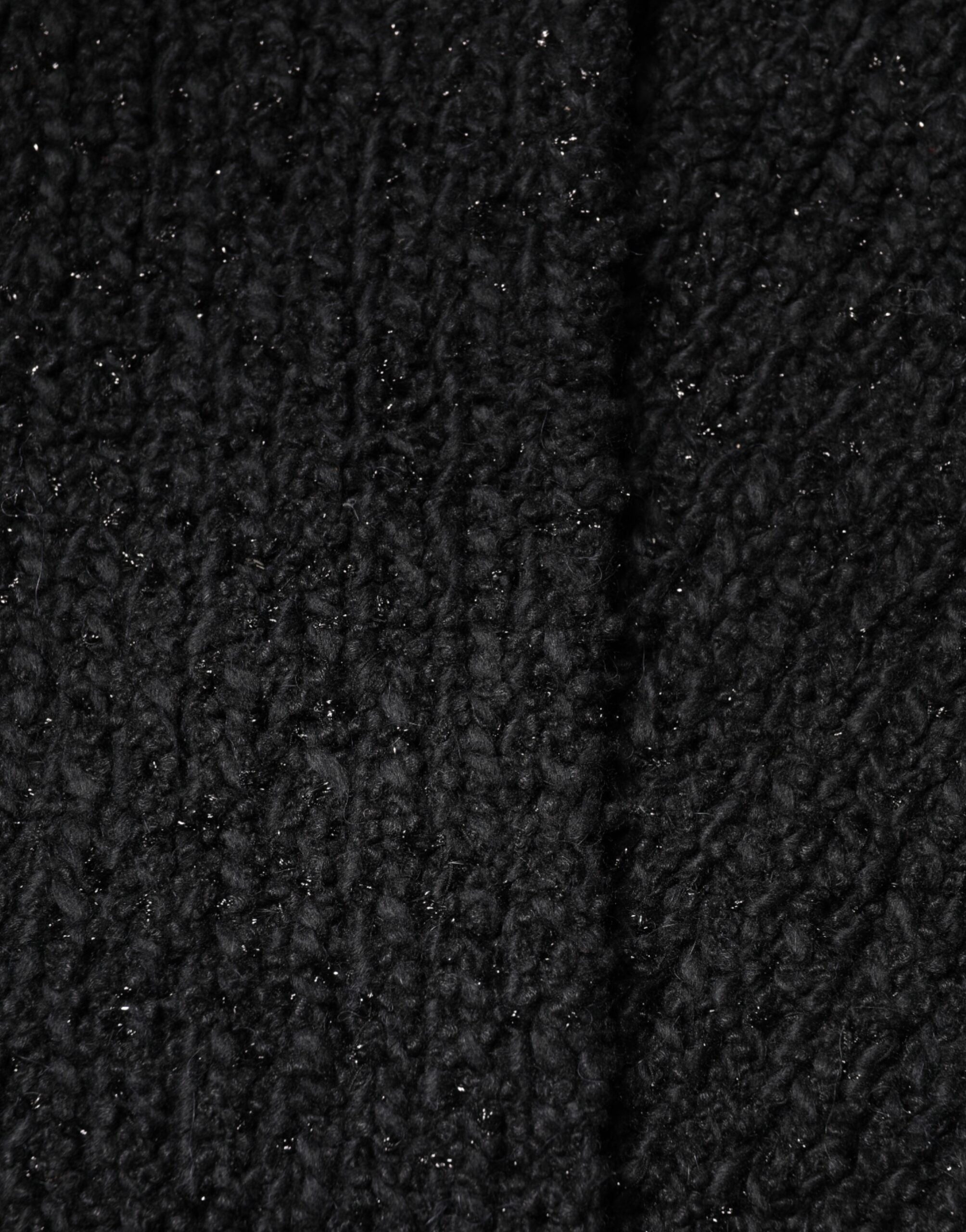 Dolce & Gabbana Black Cashmere Knit Shawl Fringes Women's Scarf