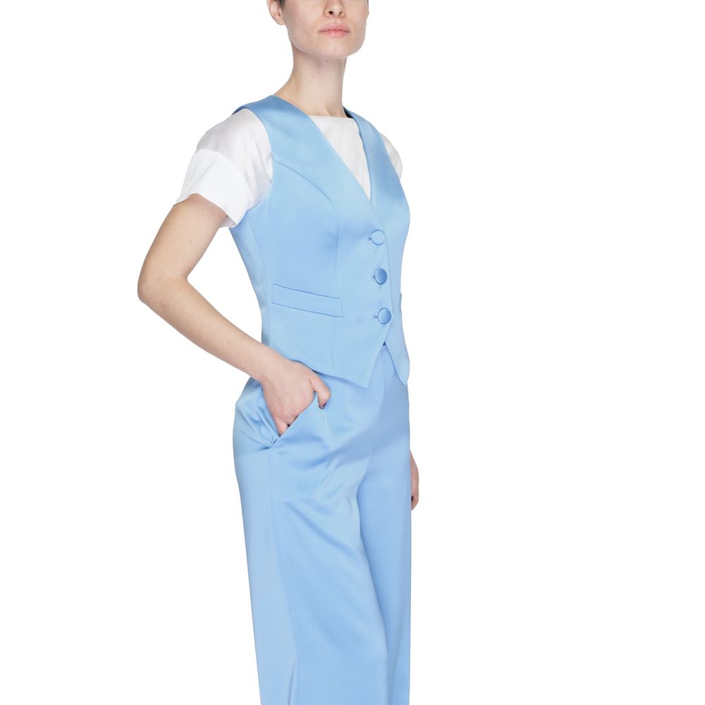 Silence Blue Polyester Women's Waistcoat