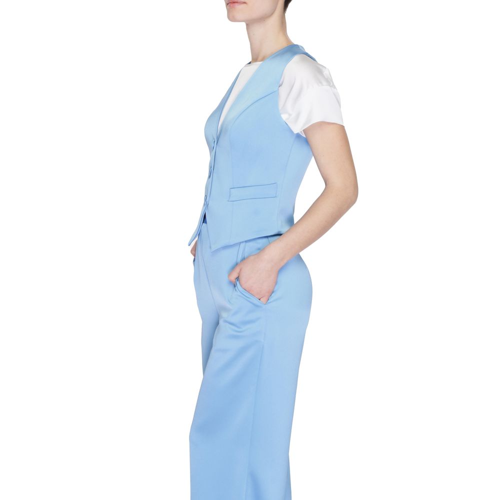 Silence Blue Polyester Women's Waistcoat