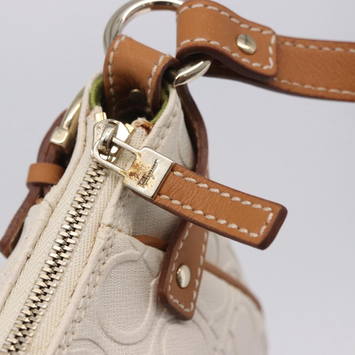 Salvatore Ferragamo Gancini Canvas And Leather White Canvas Clutche & Pouche Bag (Pre-Owned)