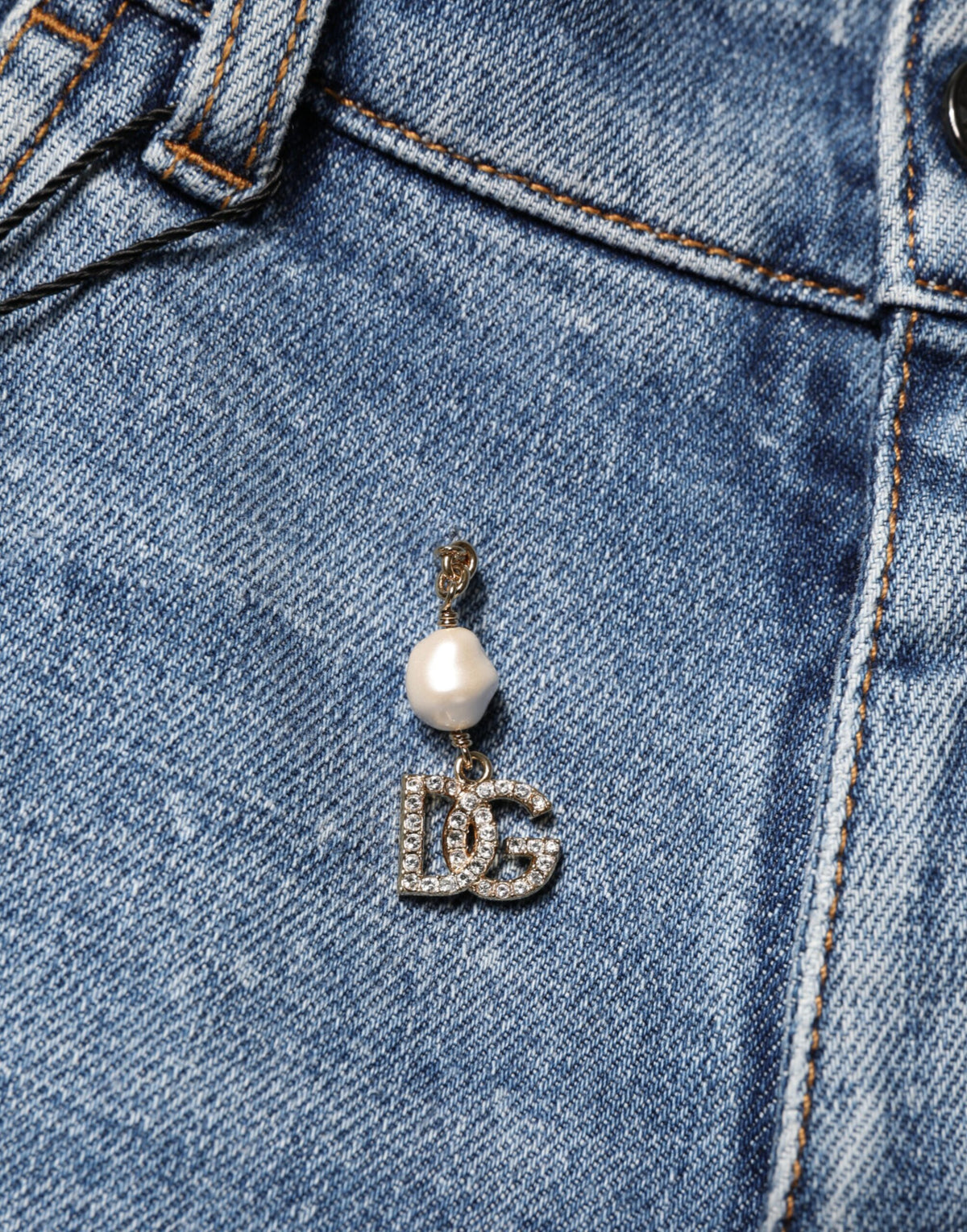 Dolce & Gabbana Blue Embellished Cotton Skinny Denim Men's Jeans