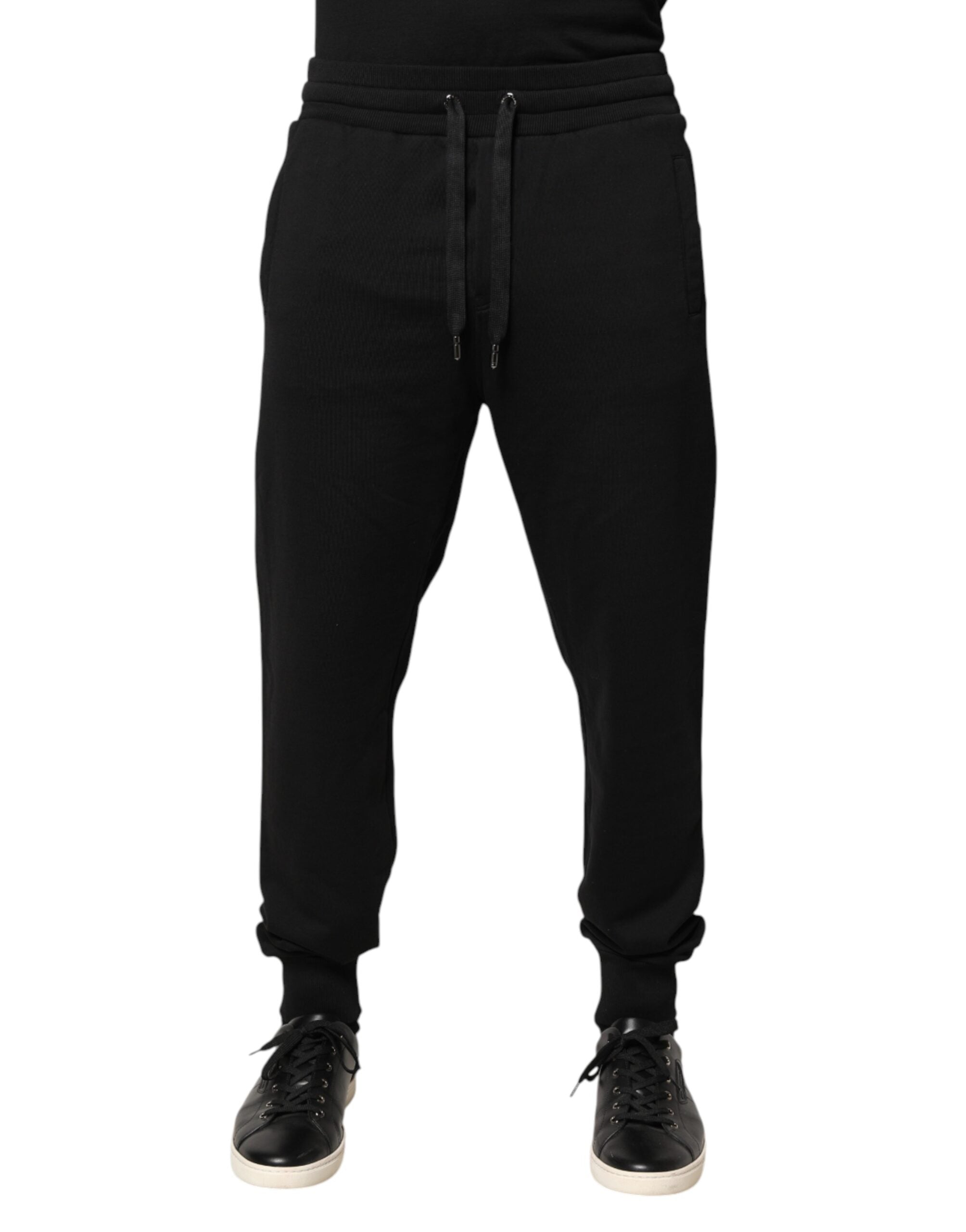 Dolce & Gabbana Black Cotton Mid Waist Jogger Trousers Men's Pants (Pre-Owned)