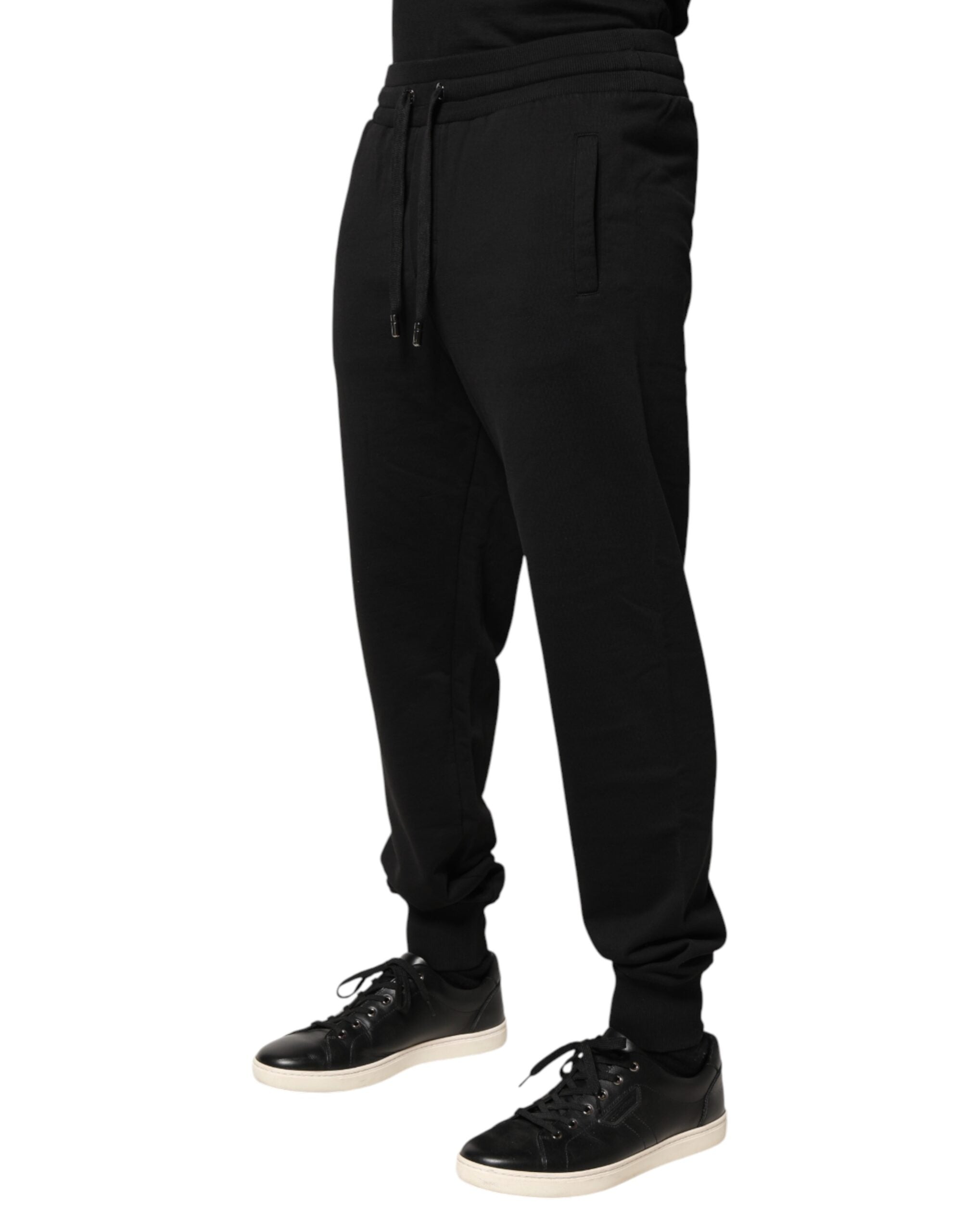 Dolce & Gabbana Black Cotton Mid Waist Jogger Trousers Men's Pants (Pre-Owned)