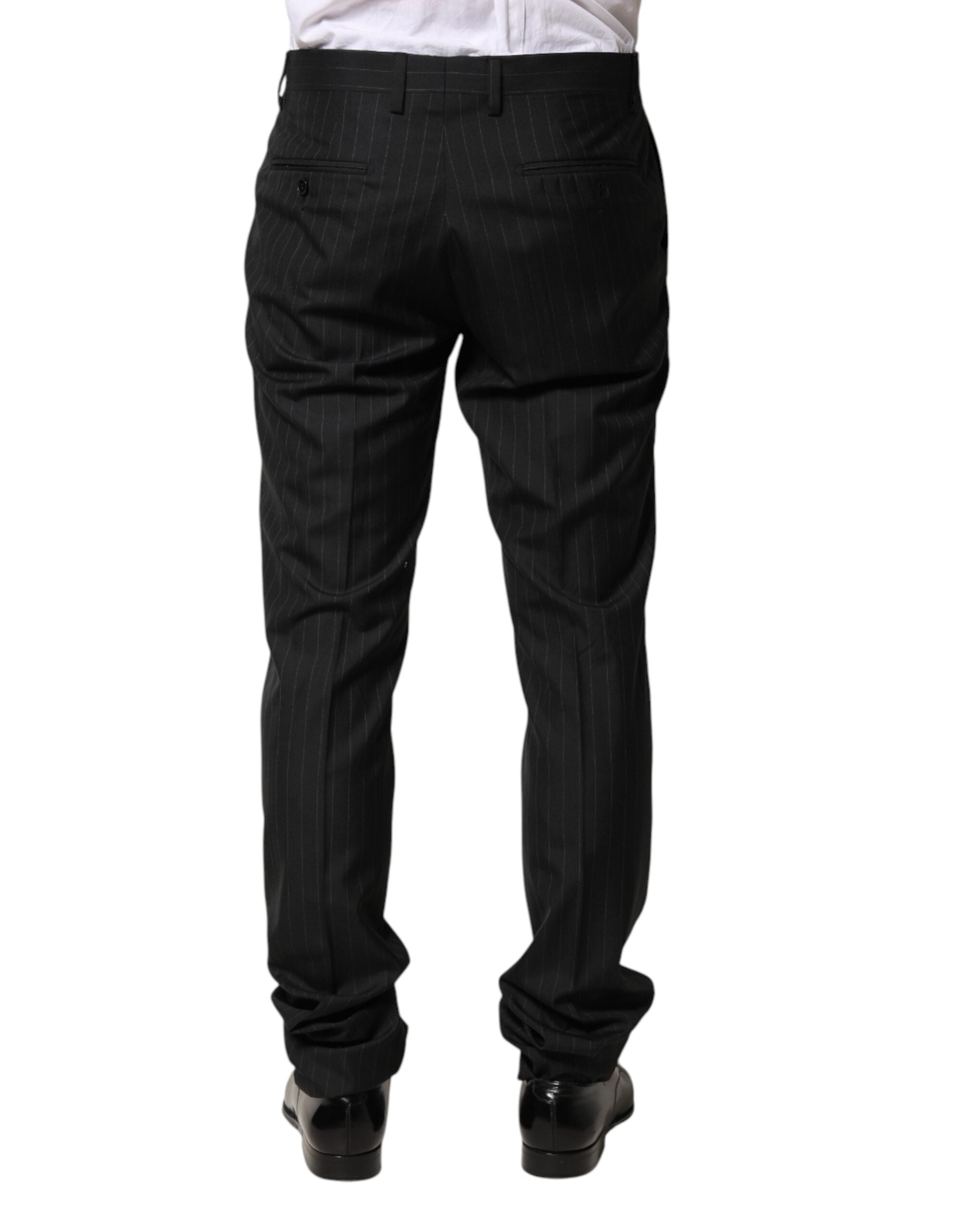 Dolce & Gabbana Black Stripes Wool Men Dress Trousers Men's Pants