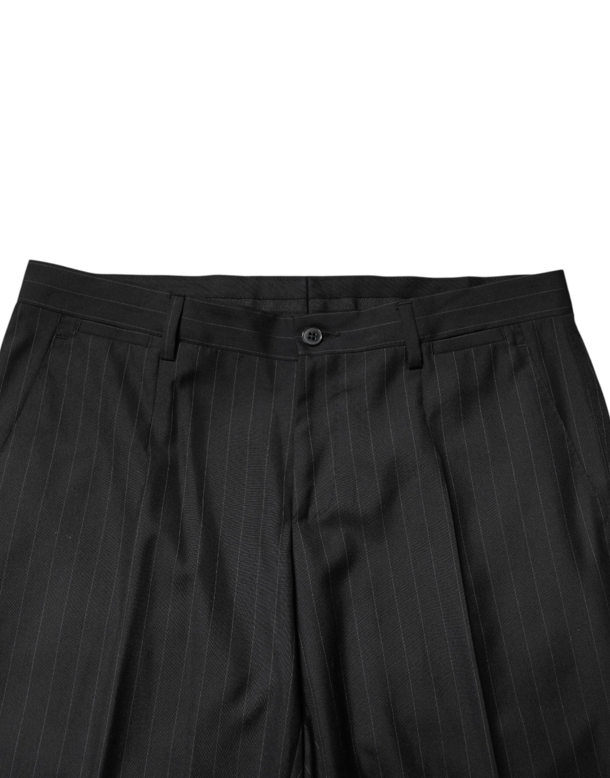 Dolce & Gabbana Black Stripes Wool Men Dress Trousers Men's Pants