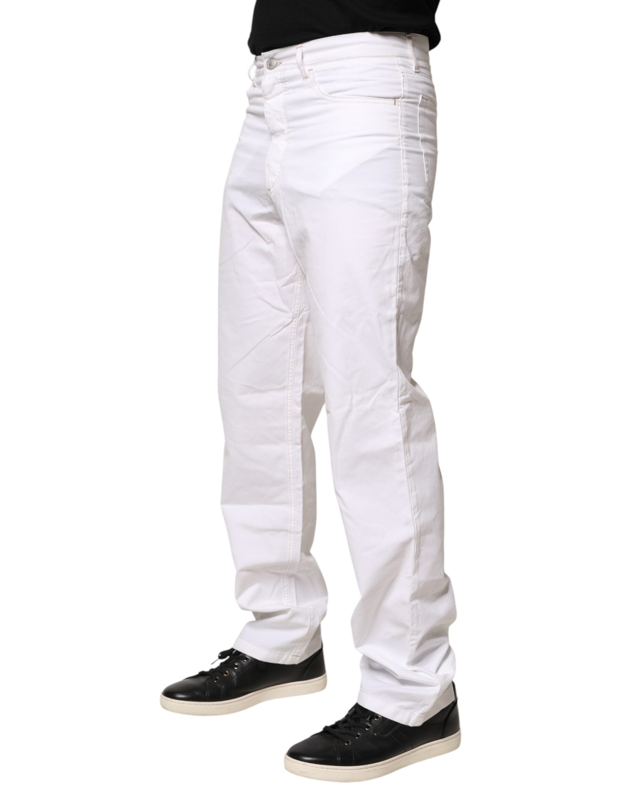 Fred Perry White Cotton Mid Waist Straight Men Denim Men's Jeans (Pre-Owned)