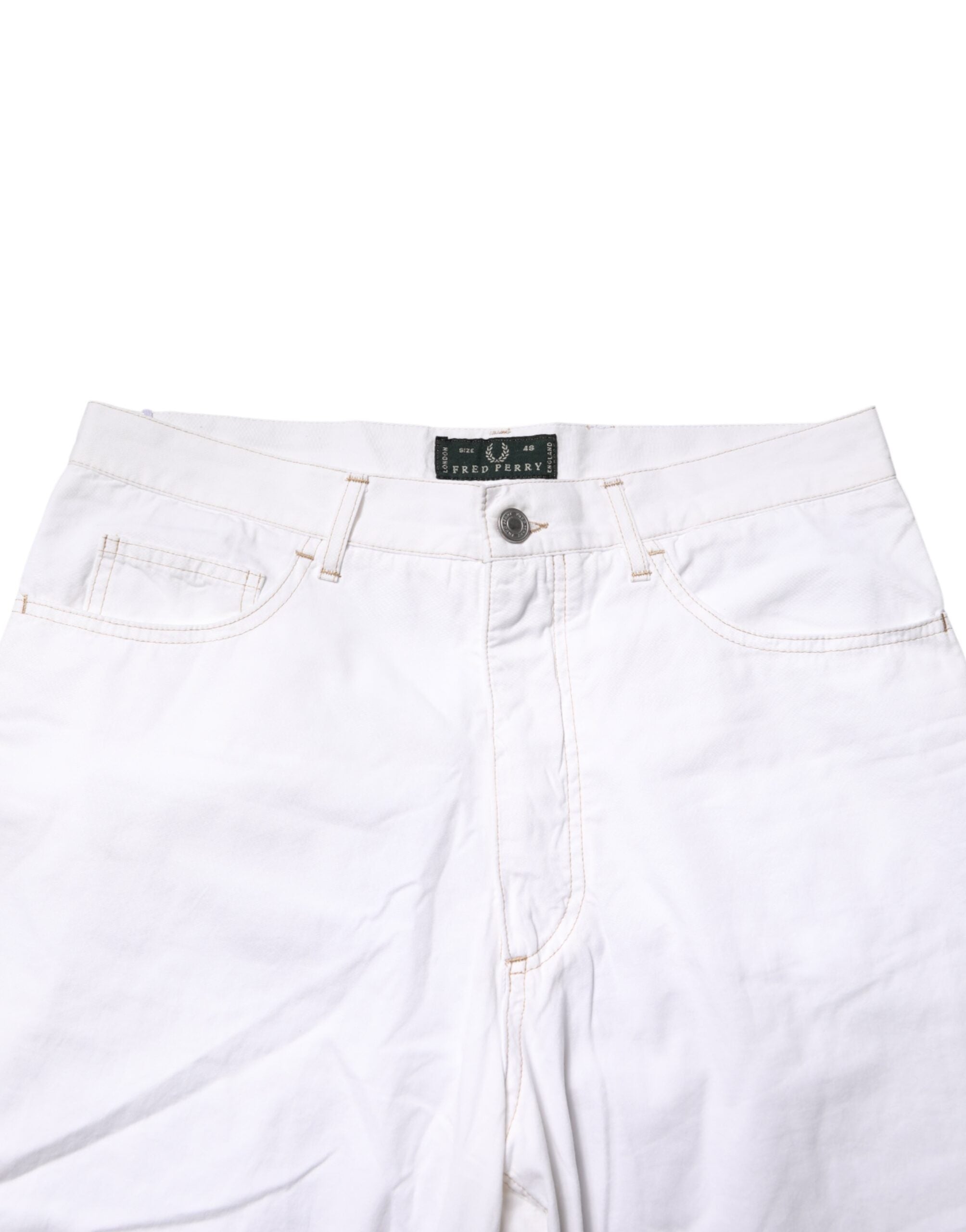 Fred Perry White Cotton Mid Waist Straight Men Denim Men's Jeans (Pre-Owned)