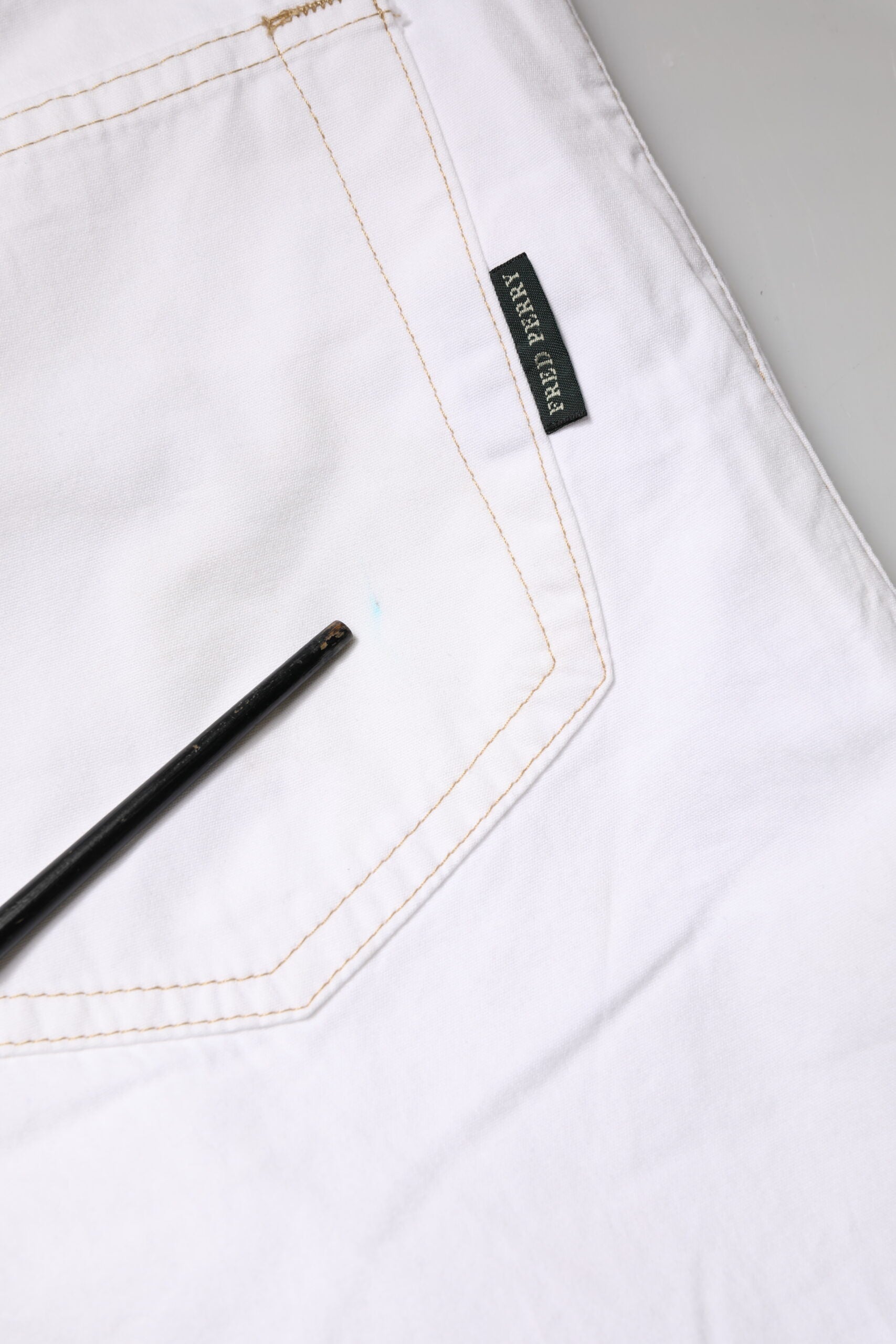 Fred Perry White Cotton Mid Waist Straight Men Denim Men's Jeans (Pre-Owned)