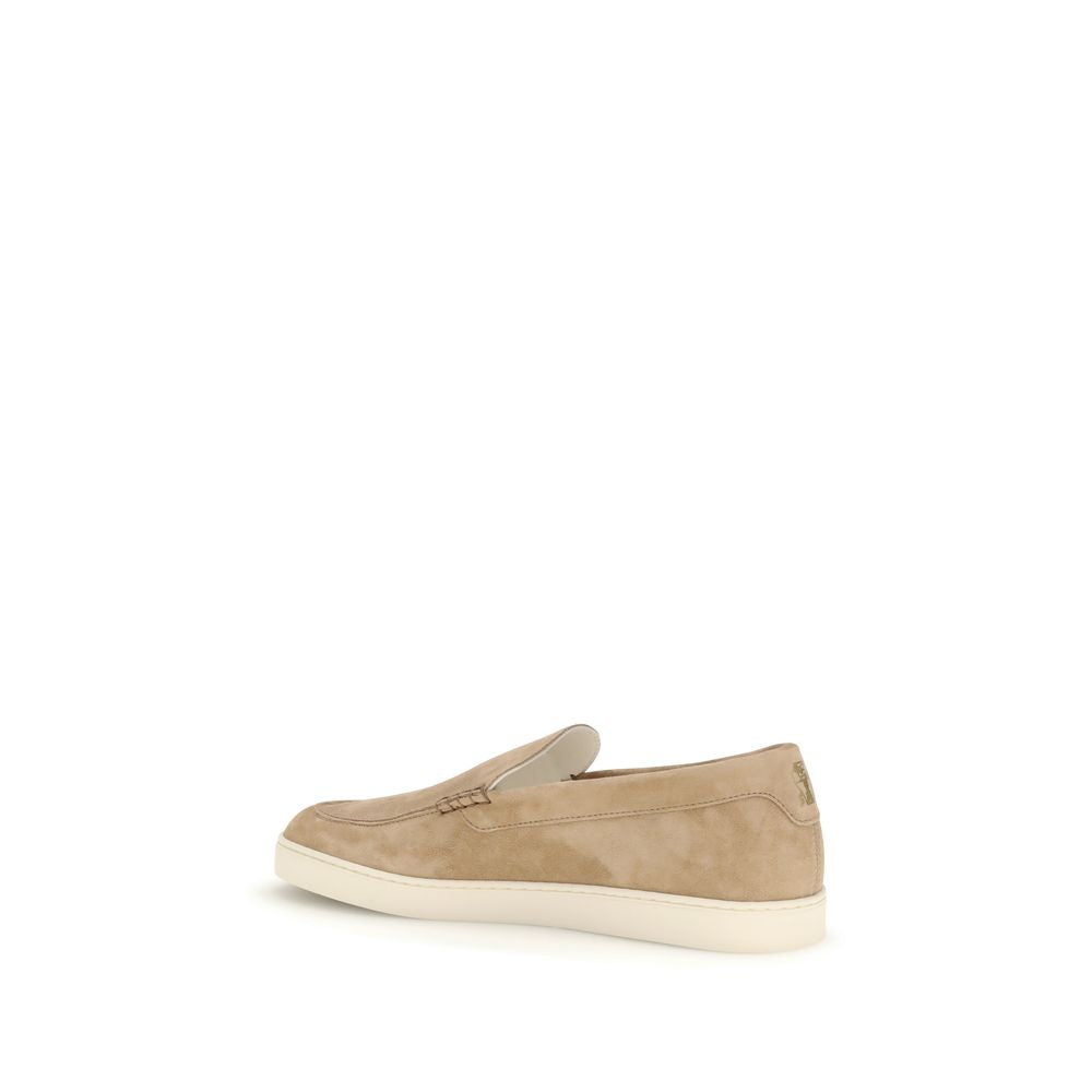 Brunello Cucinelli Beige Calf Leather Bos Taurus Slip-On Men's Loafers