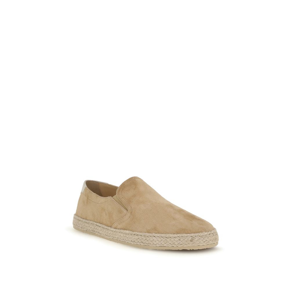 Brunello Cucinelli Beige Calf Leather Bos Taurus Men's Espadrilles