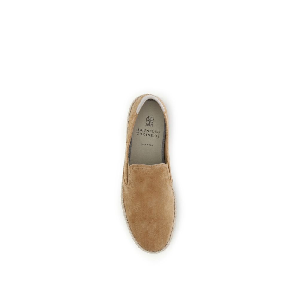 Brunello Cucinelli Beige Calf Leather Bos Taurus Men's Espadrilles