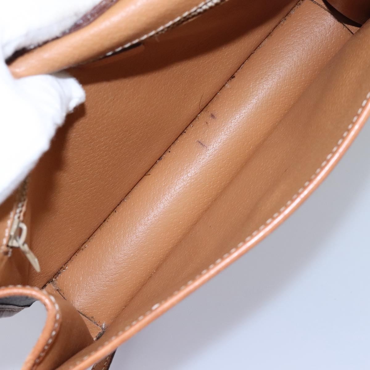 Celine Vintage Macadam Circle Logo Canvas And Leather Brown Canvas Shoulder Bag Bag (Pre-Owned)