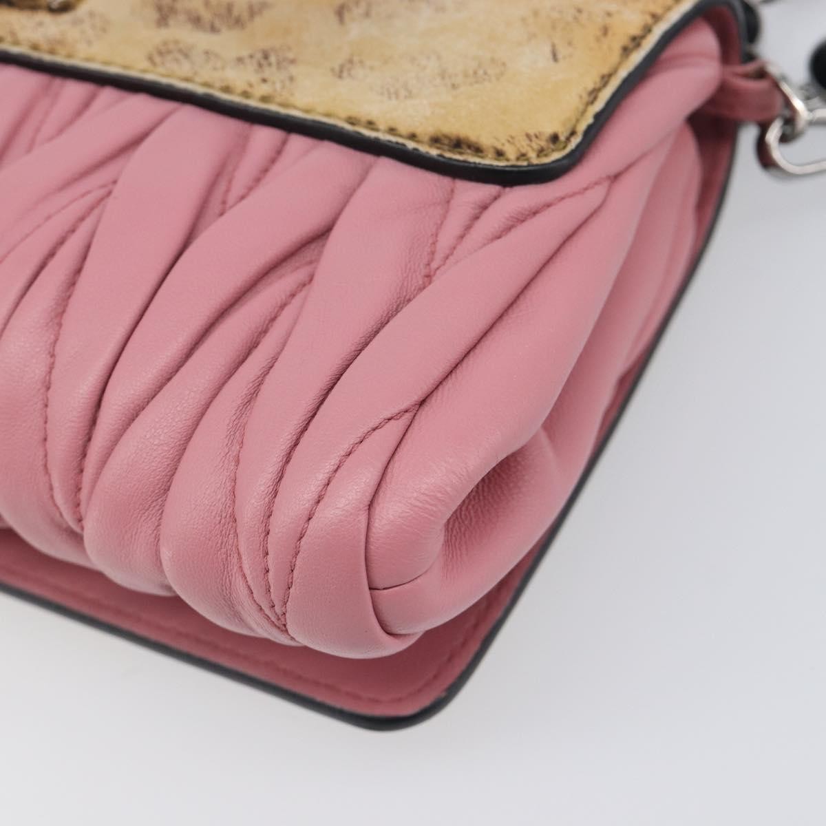 Miu Miu Convertible Flap Haircalf & Matelassé Nappa Leather Pink Calfskin Crossbody Bag Bag (Pre-Owned)