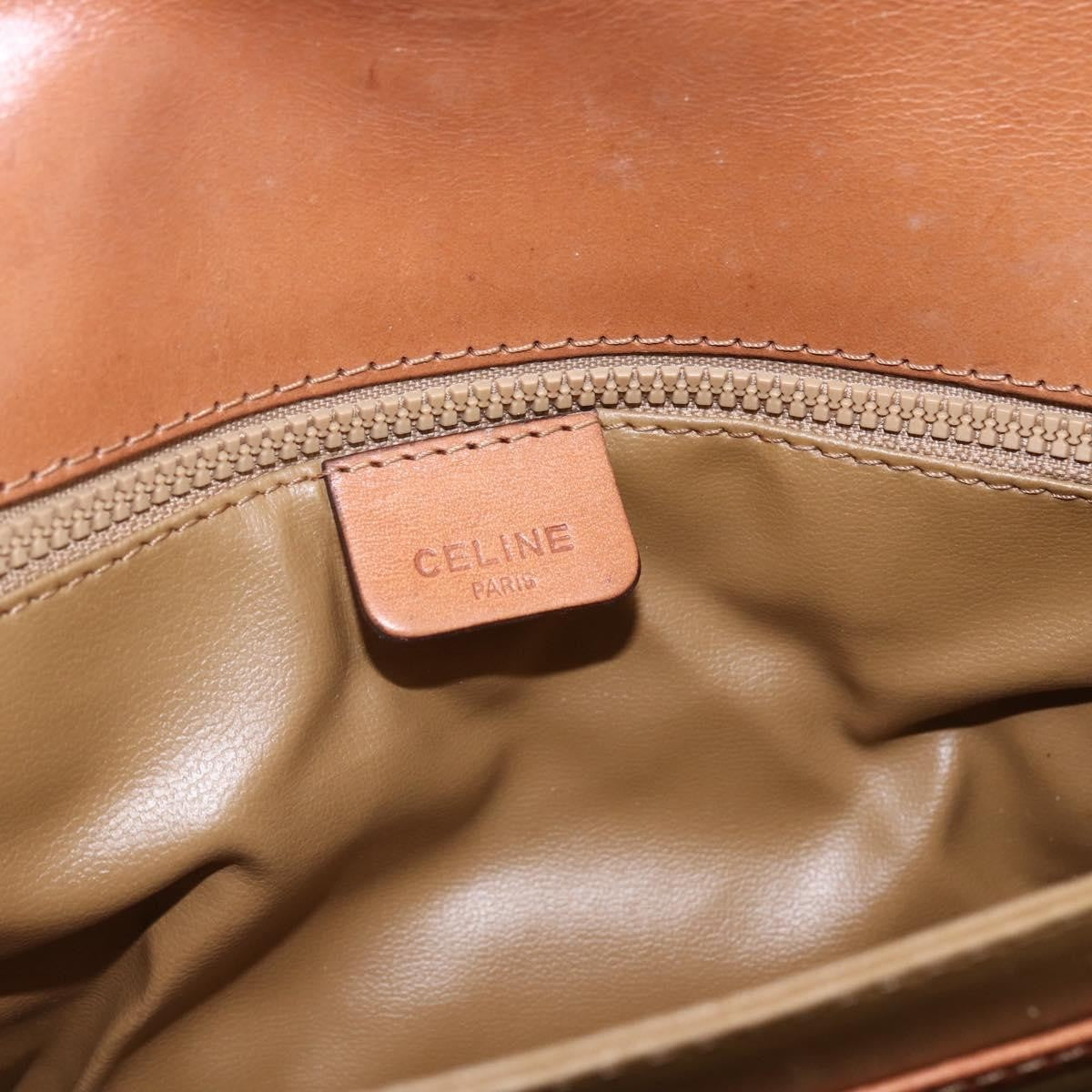 Celine Vintage Macadam Canvas And Leather Brown Canvas Shoulder Bag Bag (Pre-Owned)