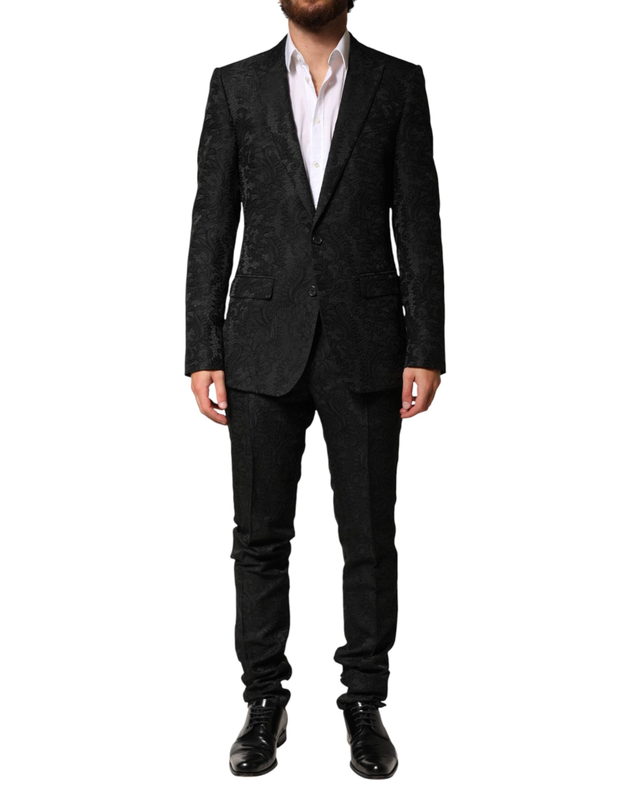 Dolce & Gabbana Black Brocade Single Breasted 2 Piece Men's Suit