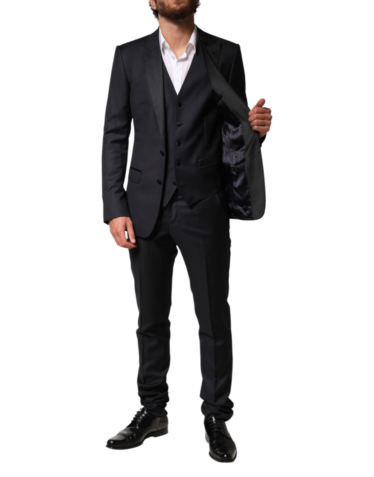 Dolce & Gabbana Blue Wool Single Breasted 3 Piece Men Men's Suit