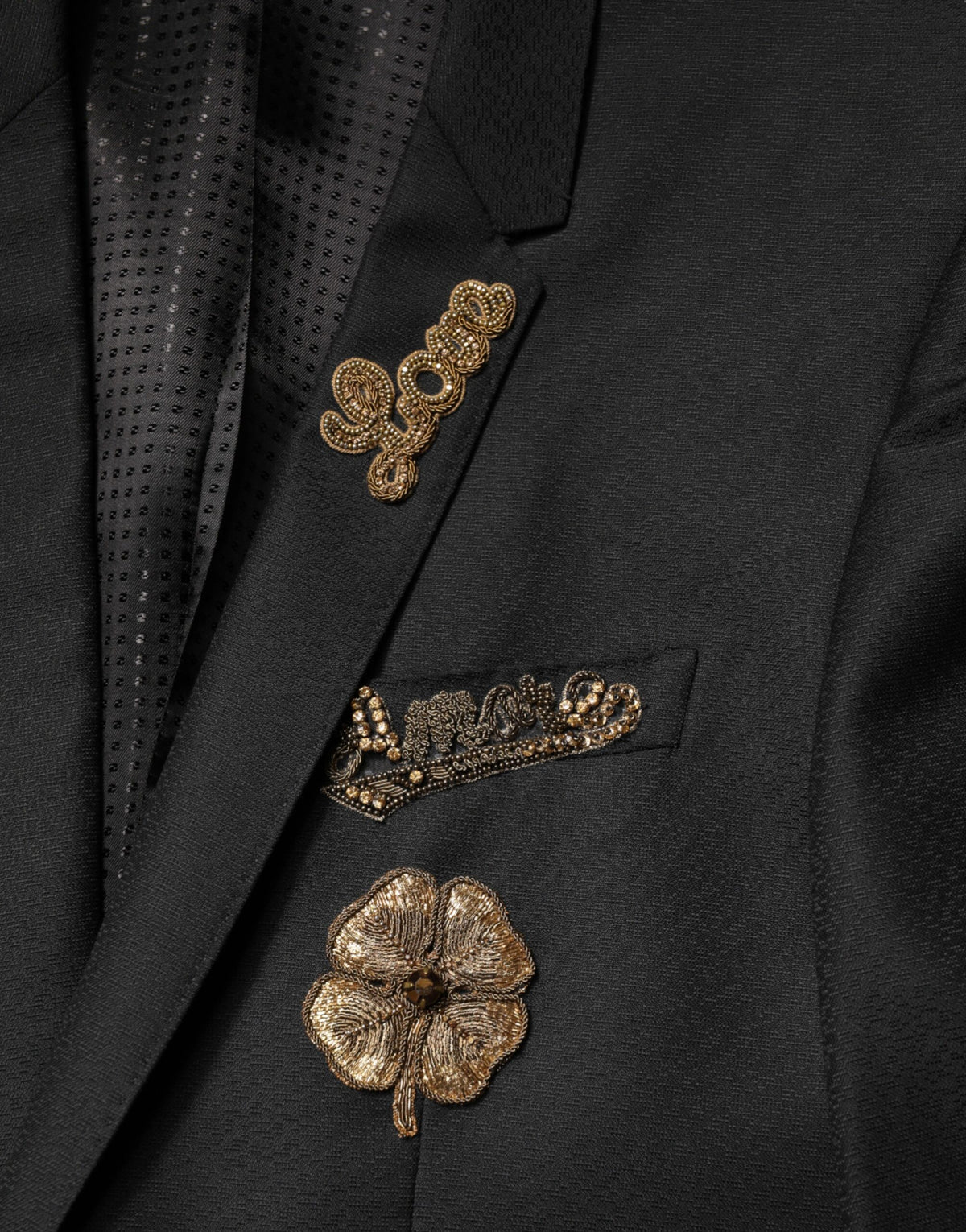 Dolce & Gabbana Black Embellished Single Breasted 2 Pc Men's Suit