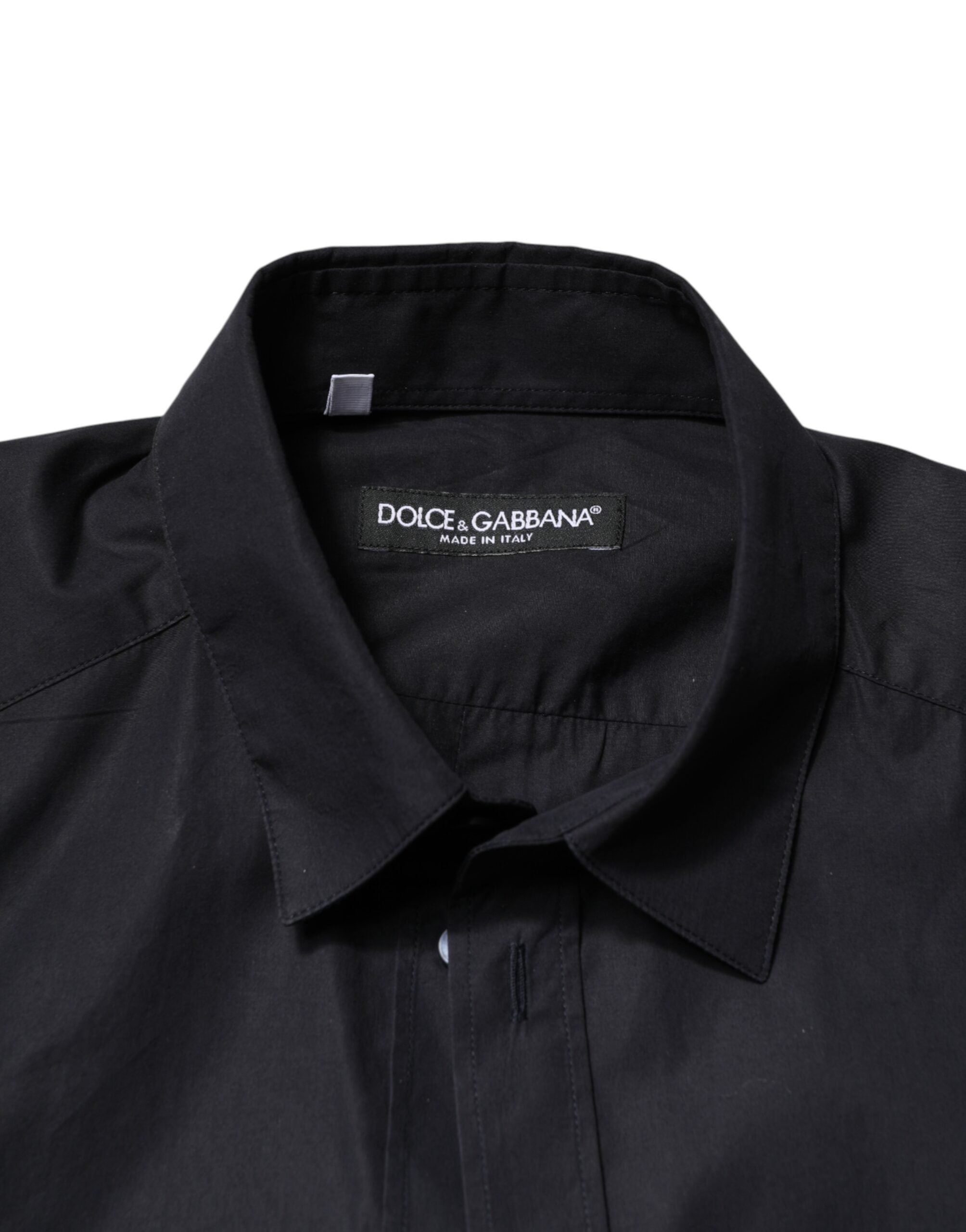 Dolce & Gabbana Black Cotton Long Sleeves Dress Formal Men's Shirt