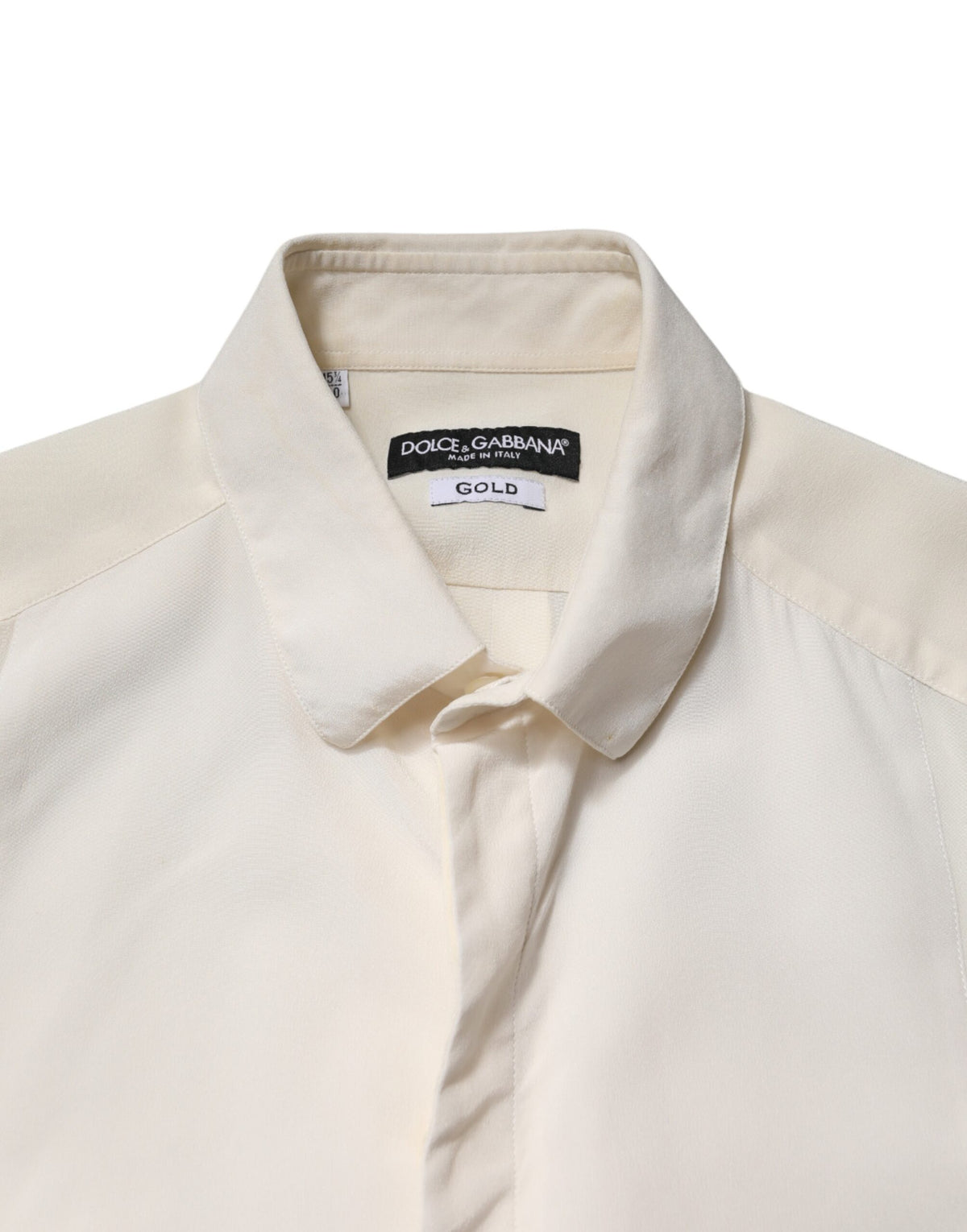 Dolce & Gabbana Off White Silk Men GOLD Dress Formal Men's Shirt (Pre-Owned)