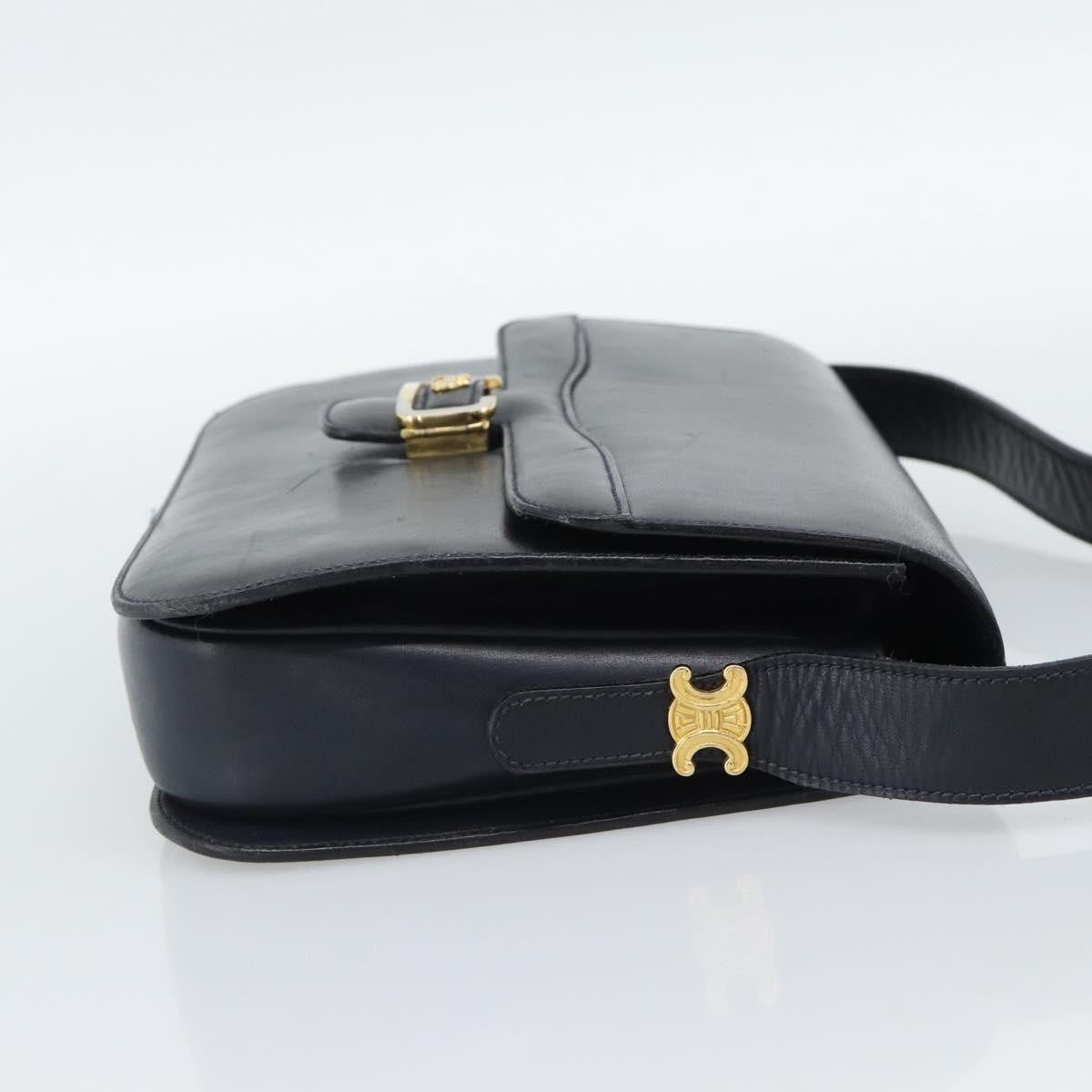 Celine Vintage Horse Carriage Bag Trihomphe Leather Navy Leather Shoulder Bag Bag (Pre-Owned)