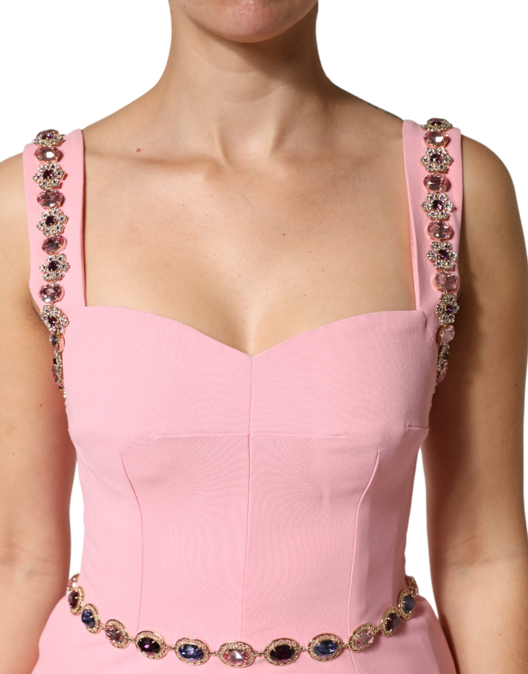 Dolce & Gabbana Pink Crystal Sheath Mermaid LongGown Women's Dress (Pre-Owned)