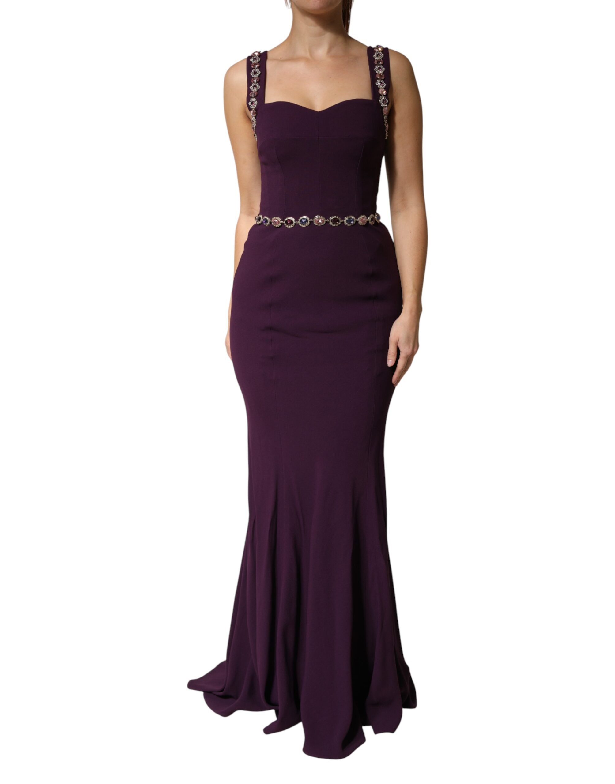 Dolce & Gabbana Violet Embellished Sheath Mermaid Gown Women's Dress (Pre-Owned)