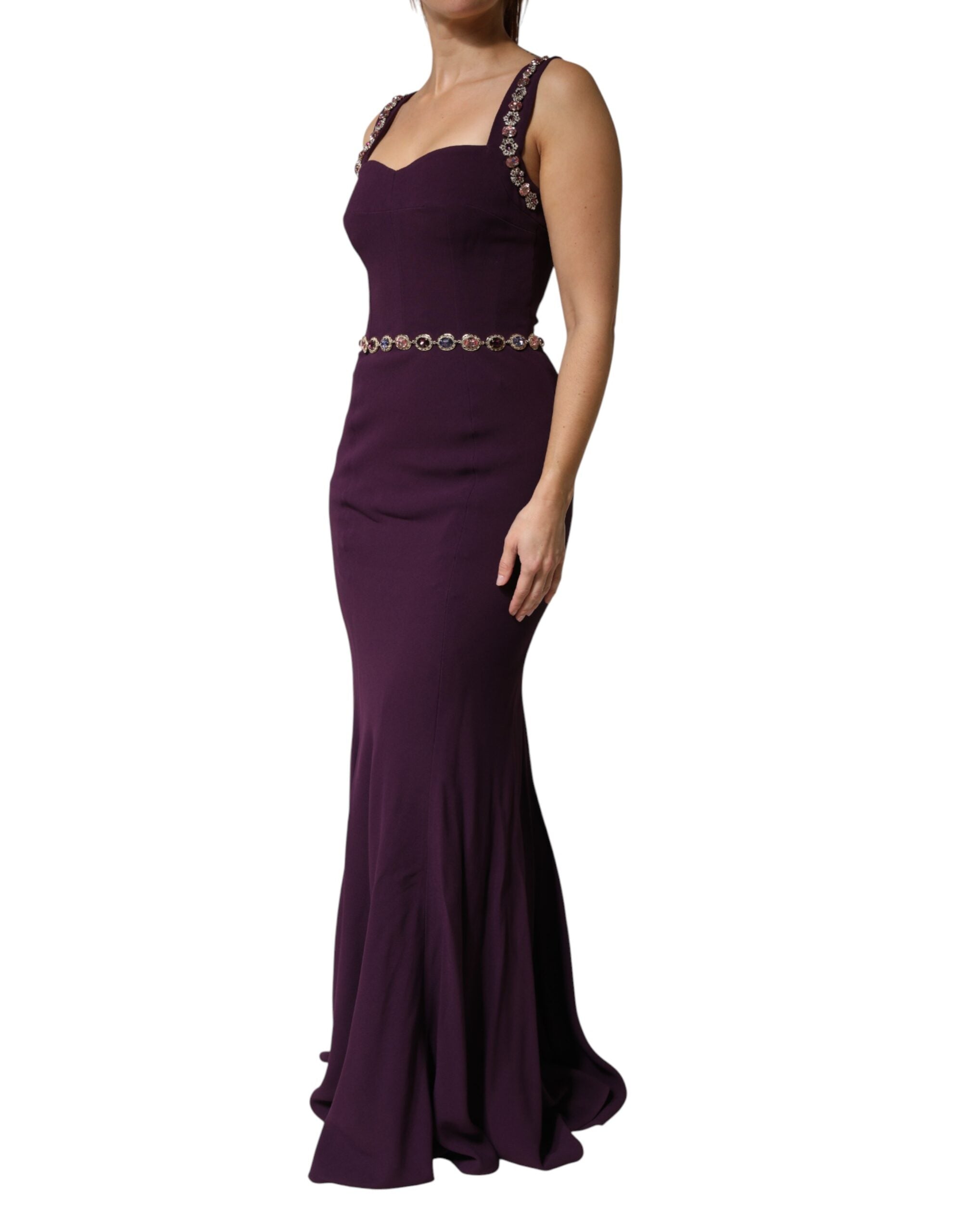 Dolce & Gabbana Violet Embellished Sheath Mermaid Gown Women's Dress (Pre-Owned)