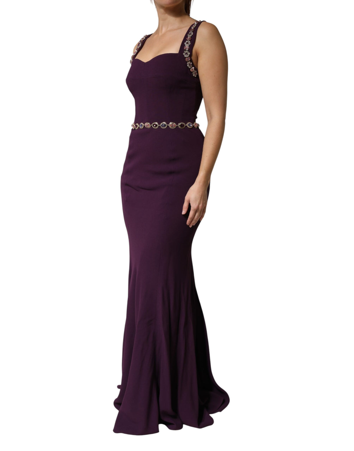 Dolce & Gabbana Violet Embellished Sheath Mermaid Gown Women's Dress (Pre-Owned)