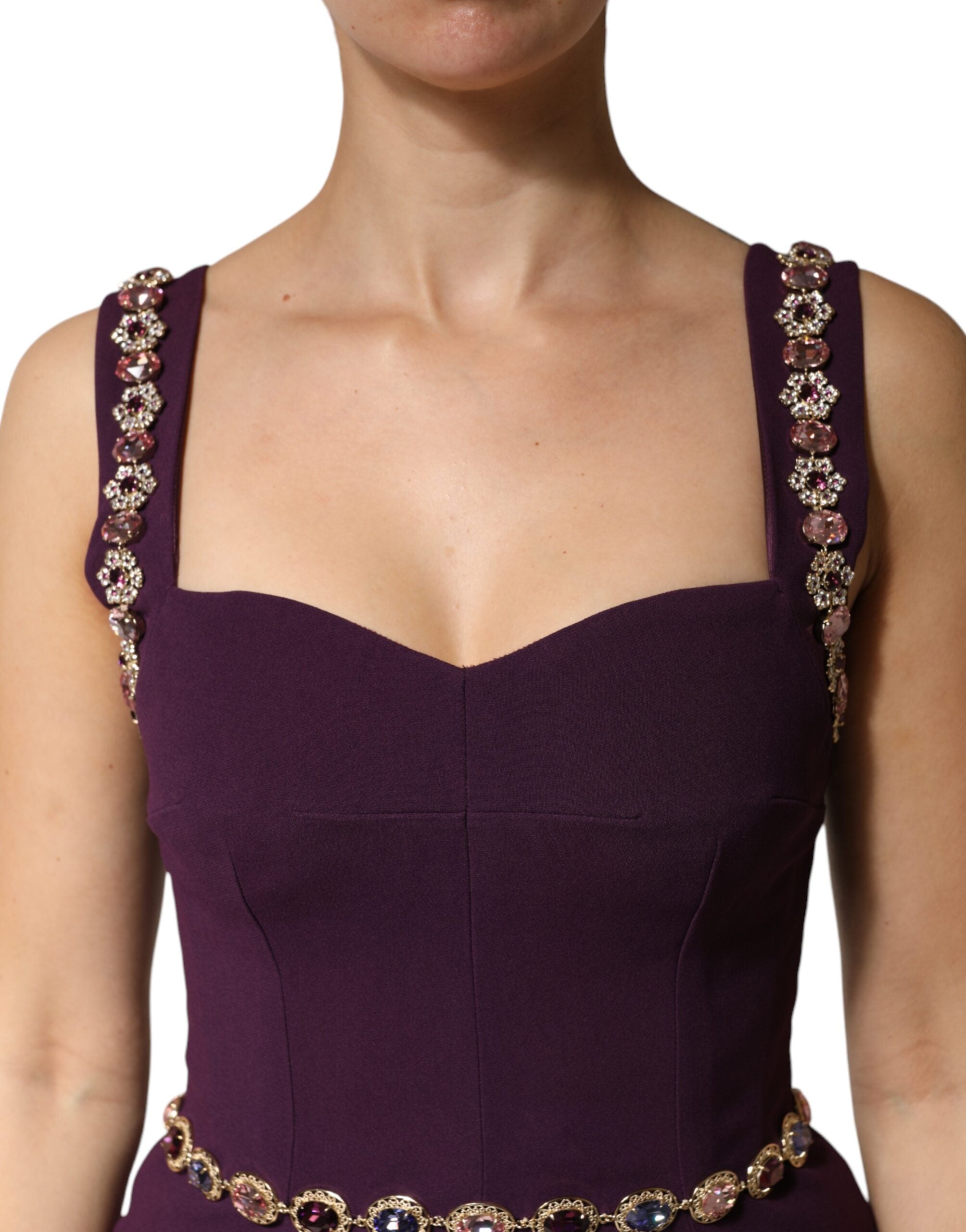 Dolce & Gabbana Violet Embellished Sheath Mermaid Gown Women's Dress (Pre-Owned)