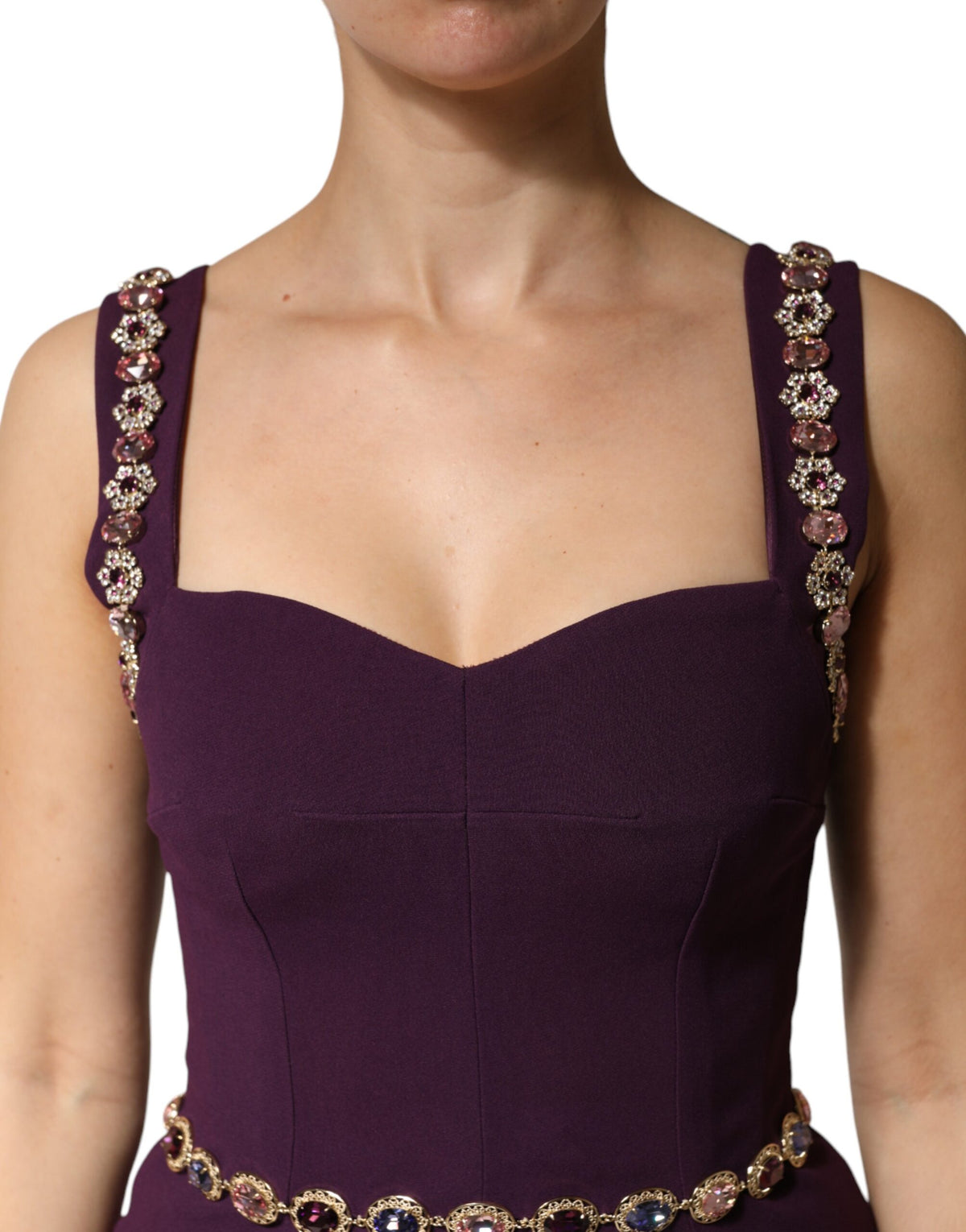 Dolce & Gabbana Violet Embellished Sheath Mermaid Gown Women's Dress (Pre-Owned)