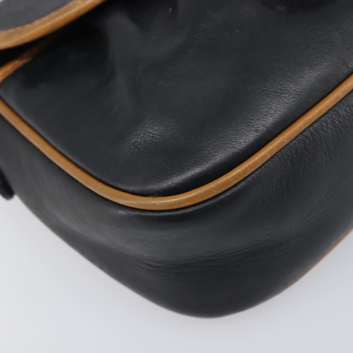 Celine Flap Shoulder Leather Black Leather Shoulder Bag Bag (Pre-Owned)