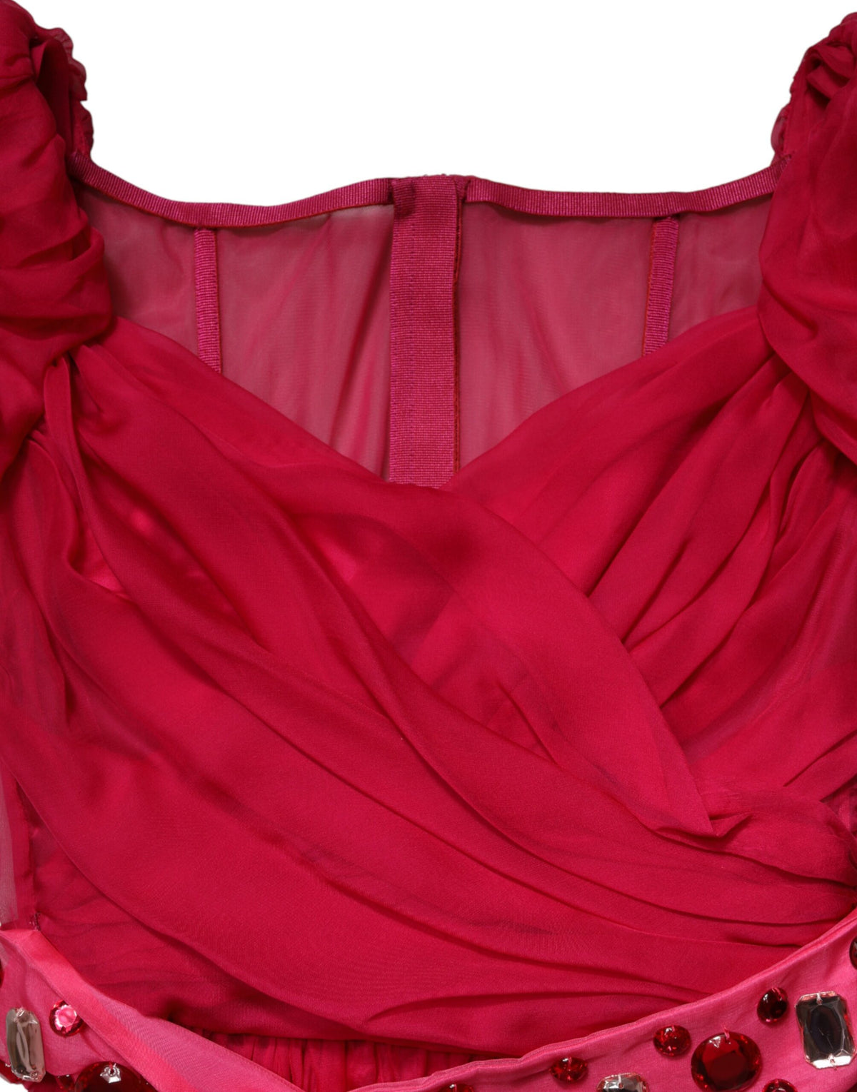 Dolce & Gabbana Pink Silk Embellished A-line Midi Women's Dress (Pre-Owned)