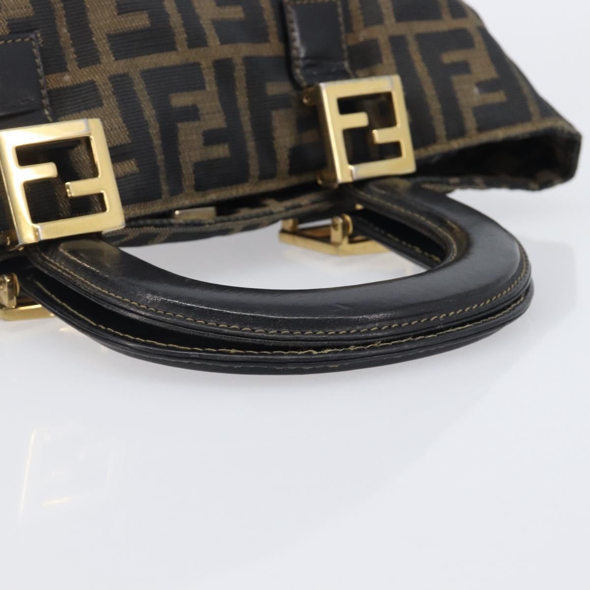 Fendi Vintage Ff Handle Zucca Canvas Brown Canvas Tote Bag Bag (Pre-Owned)