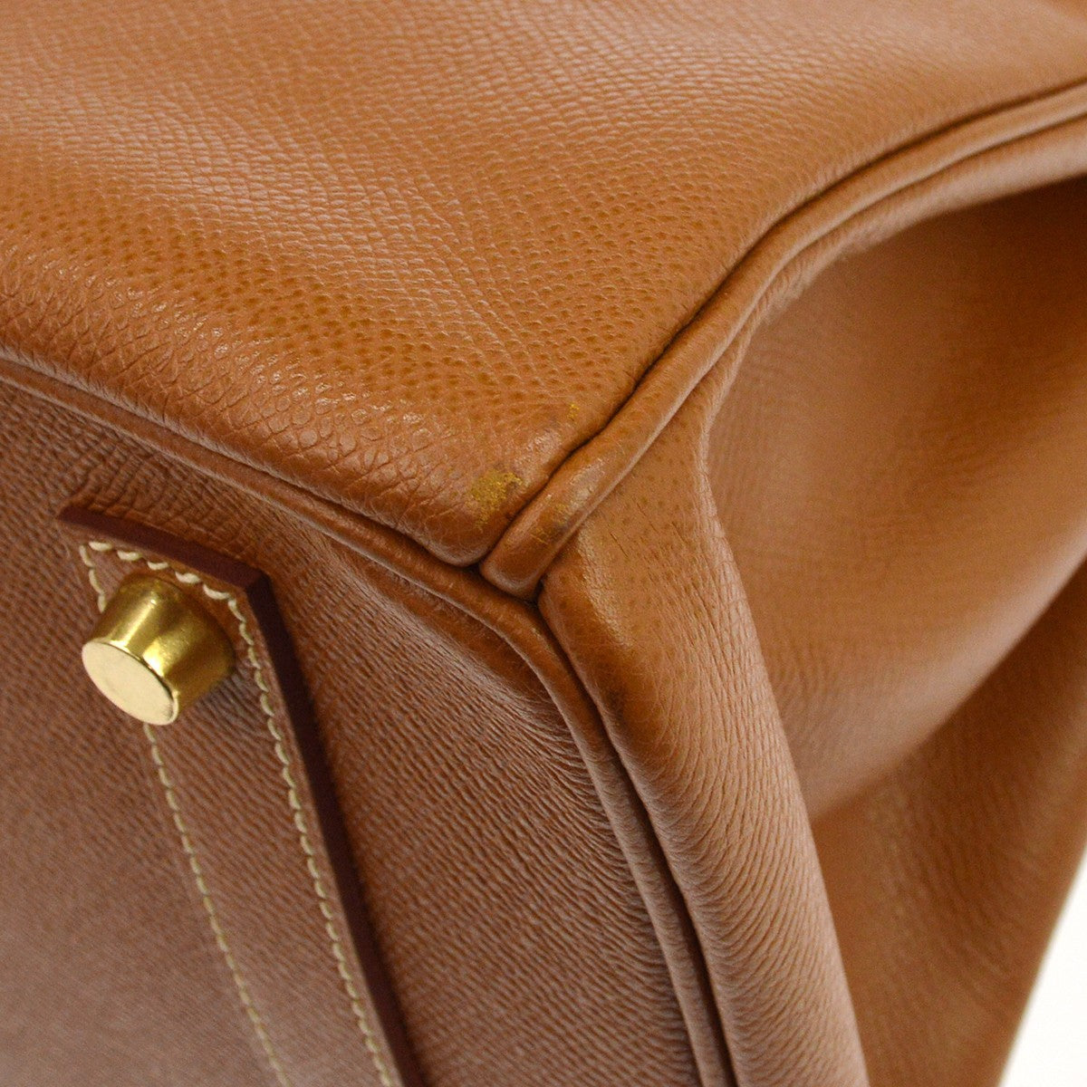 Hermes Birkin Brown Courchevel With Gold Hardware Brown Calfskin Handbag (Pre-Owned)