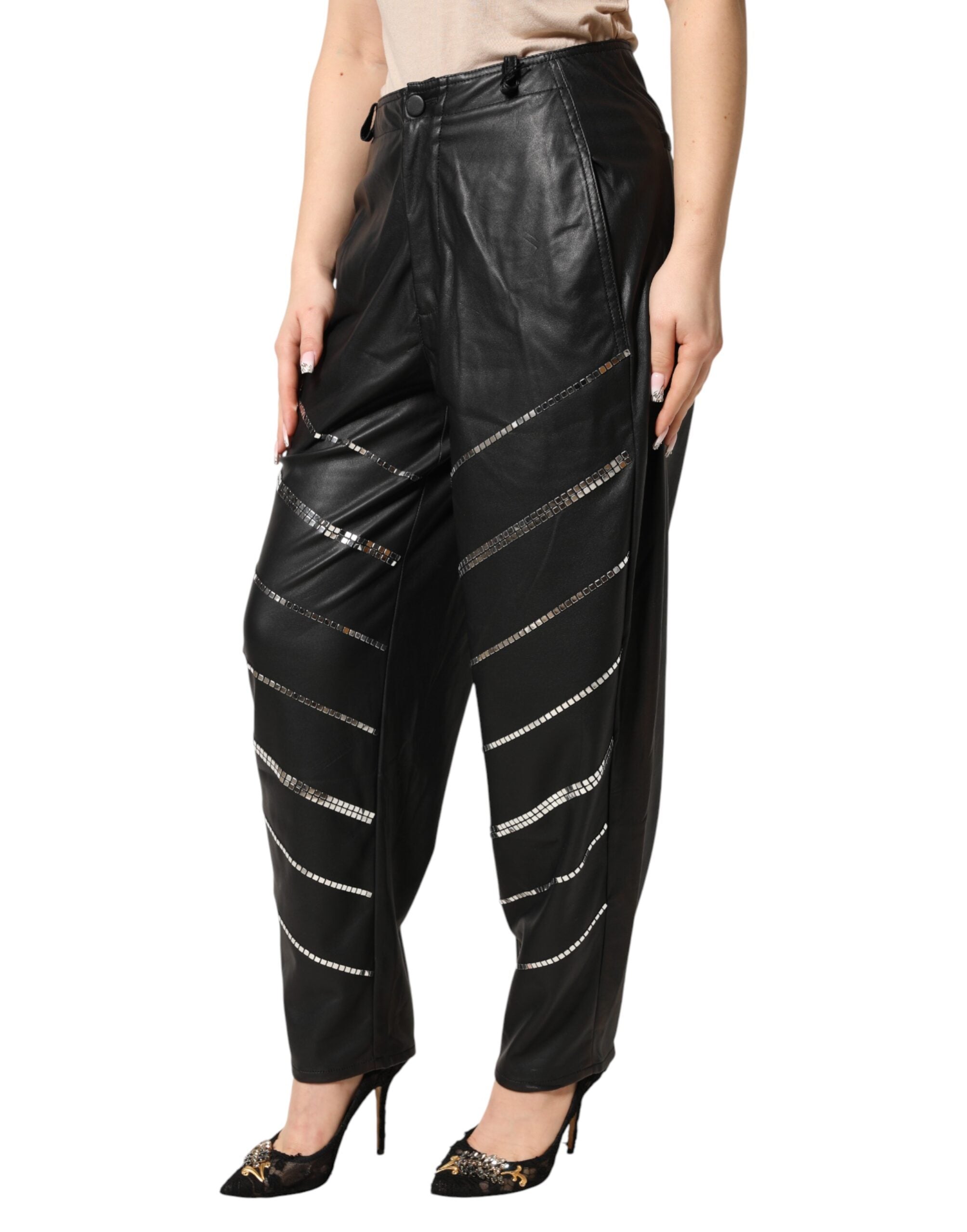 Philosophy di Lorenzo Serafini Black Embellished Tapered  Women's Pants (Pre-Owned)