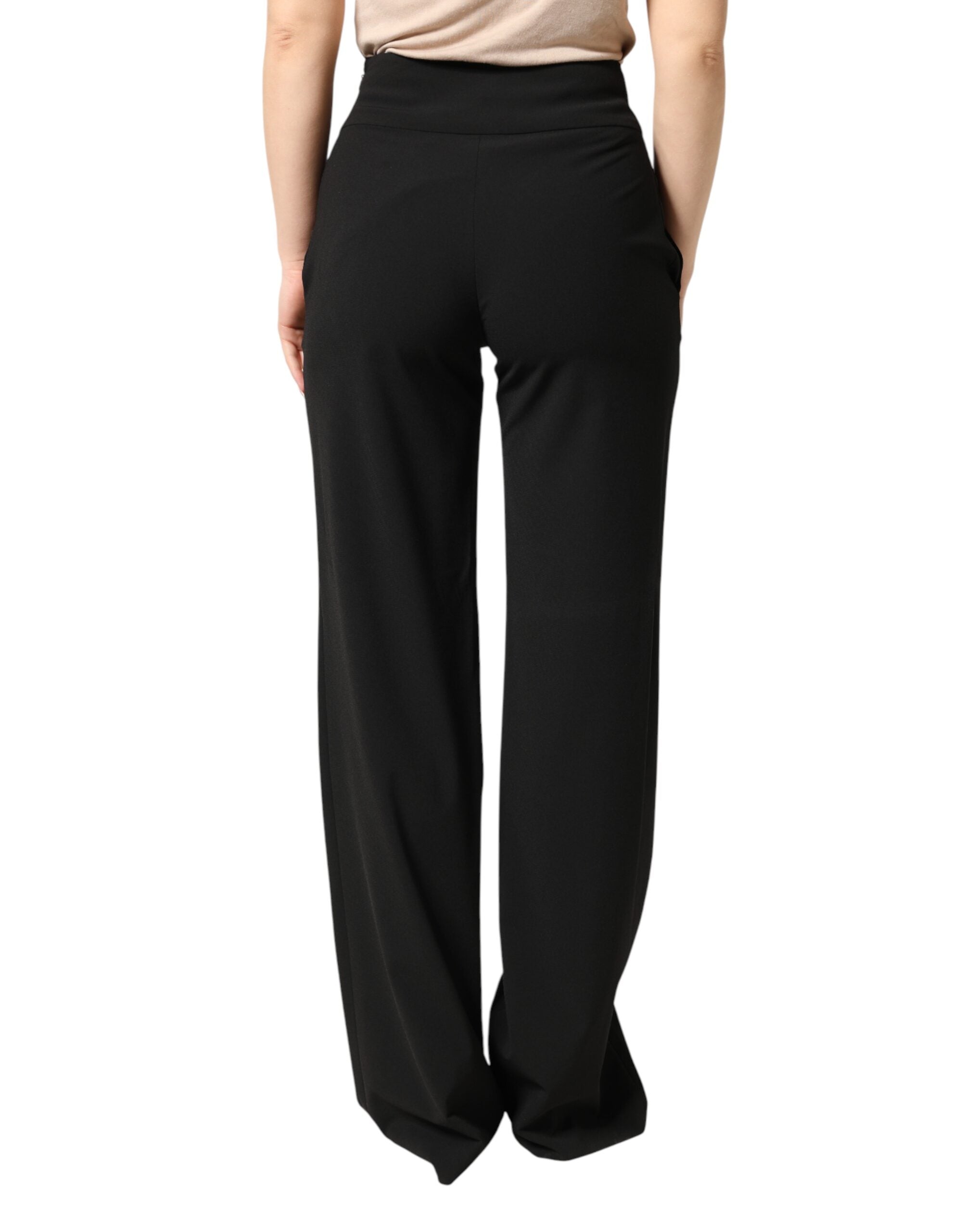 Just Cavalli Black High Waist Straight Trouser Formal Women's Pants