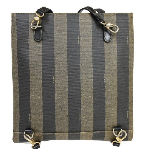 Fendi Pequin Brown Canvas Handbag (Pre-Owned)