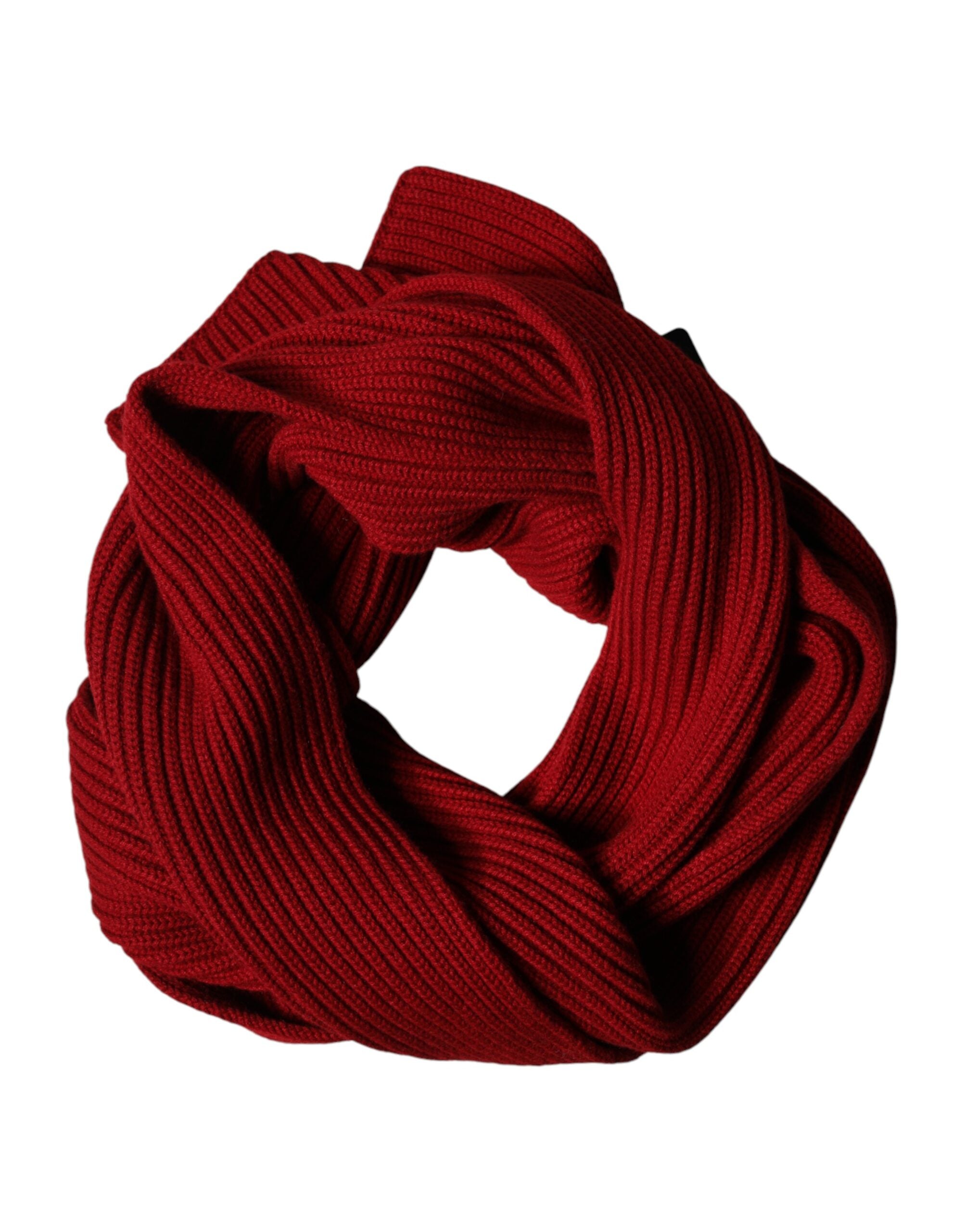 Dolce & Gabbana Red Wool Knitted Neck Wrap Shawl Men Men's Scarf