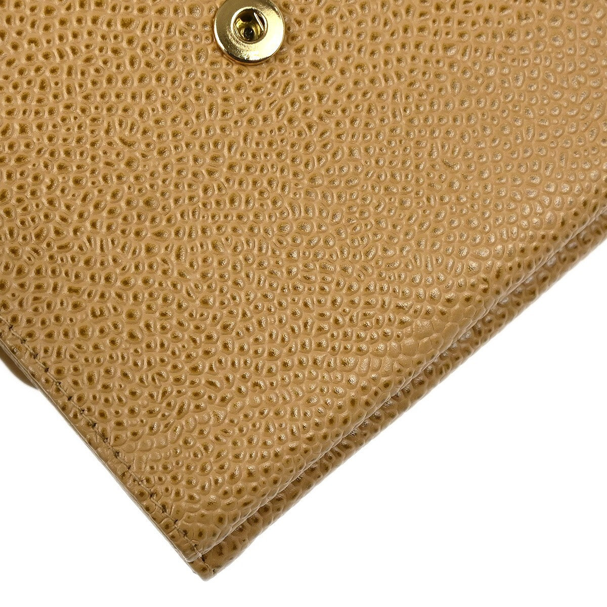 Chanel Vintage Timeless Cc Bifold Caviar Beige Leather Wallets Accessory (Pre-Owned)