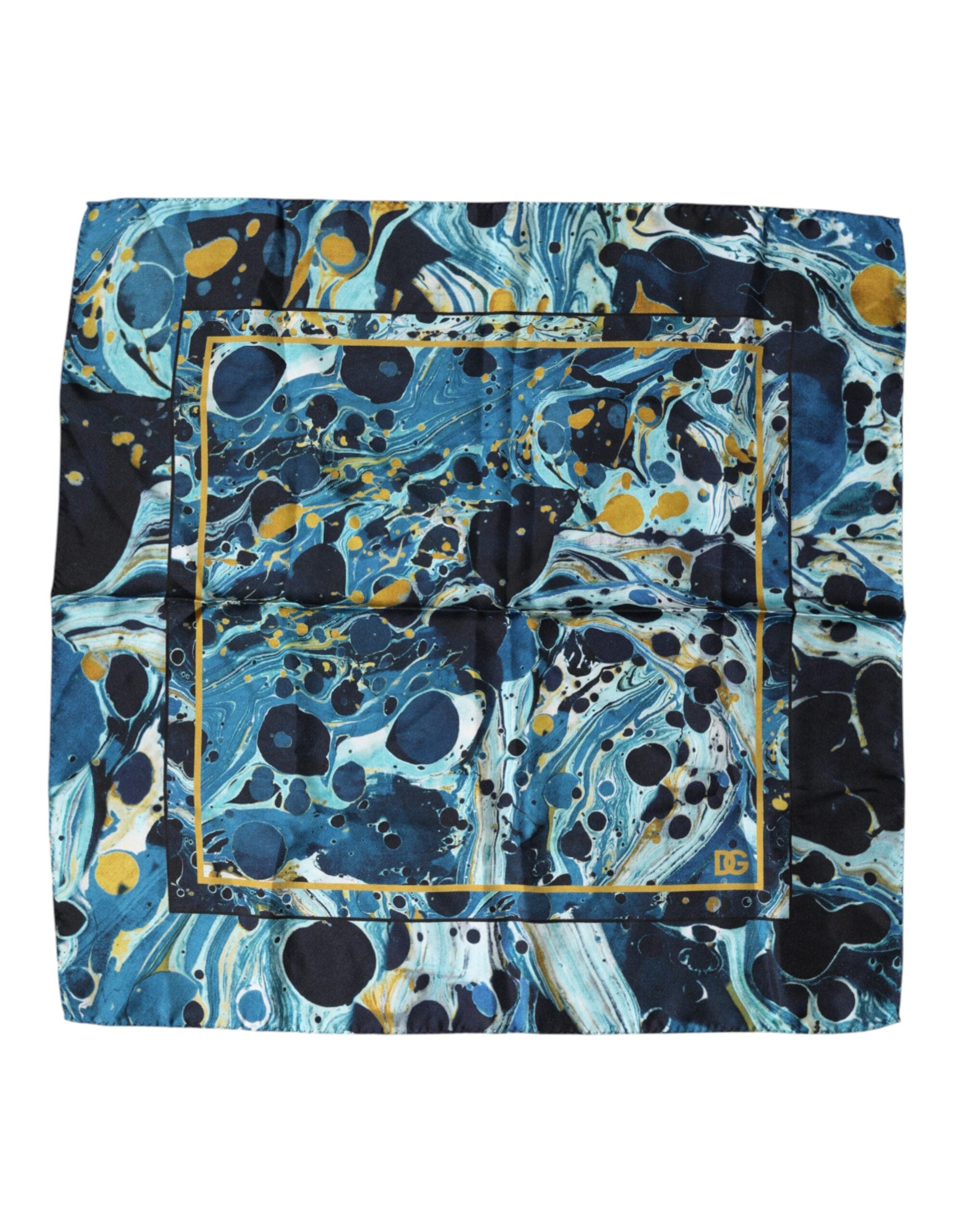Dolce & Gabbana Multicolor Marble Square Foulard Men's Scarf