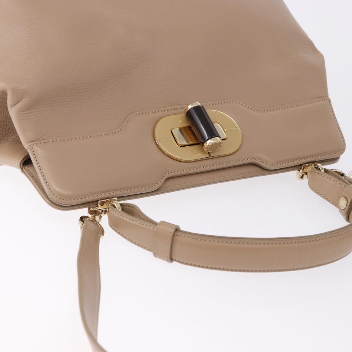 Bvlgari Isabella Rossellini Leather Beige Leather Handbag (Pre-Owned)