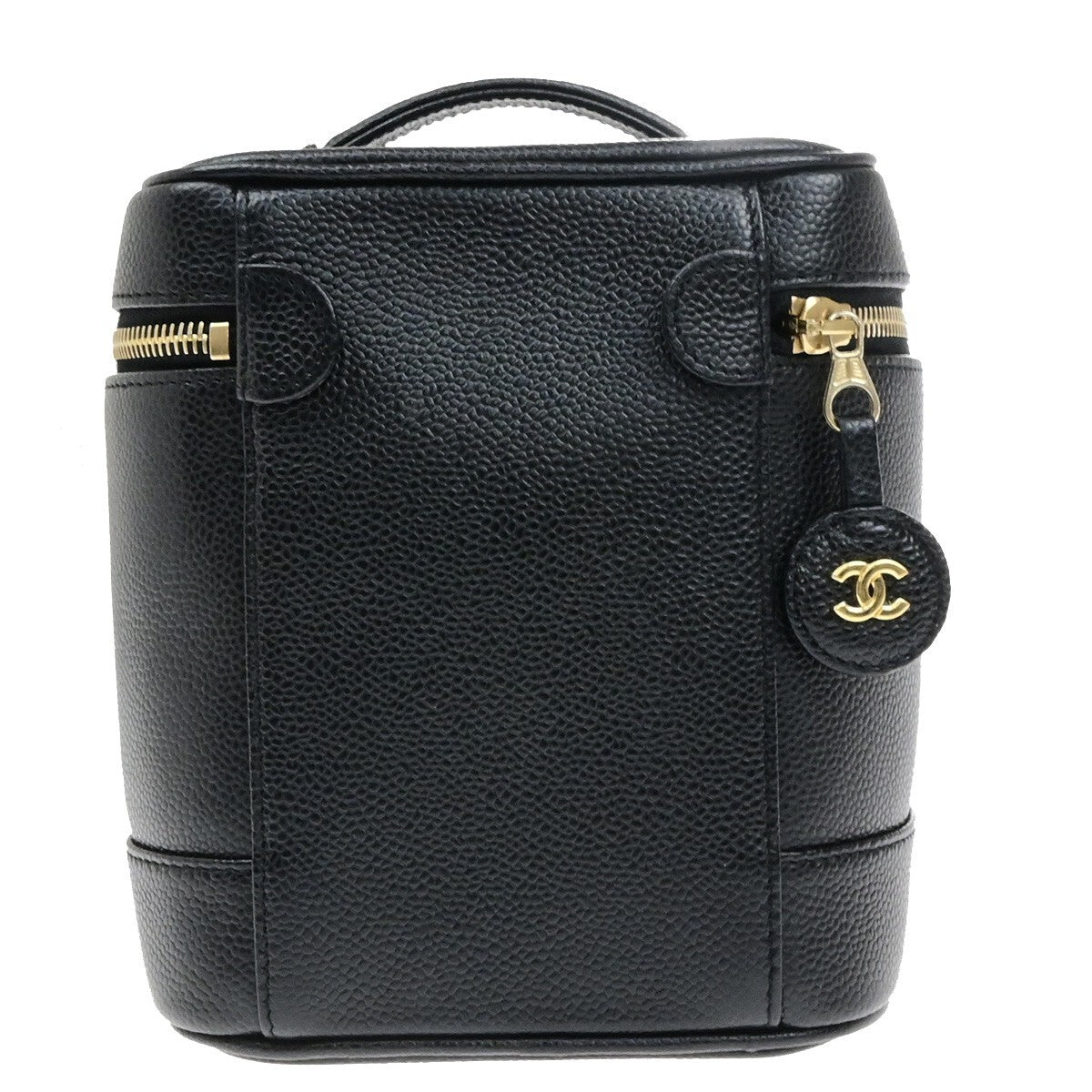 Chanel Vintage Timeless Cosmetic Case Caviar Black Calfskin Handbag (Pre-Owned)