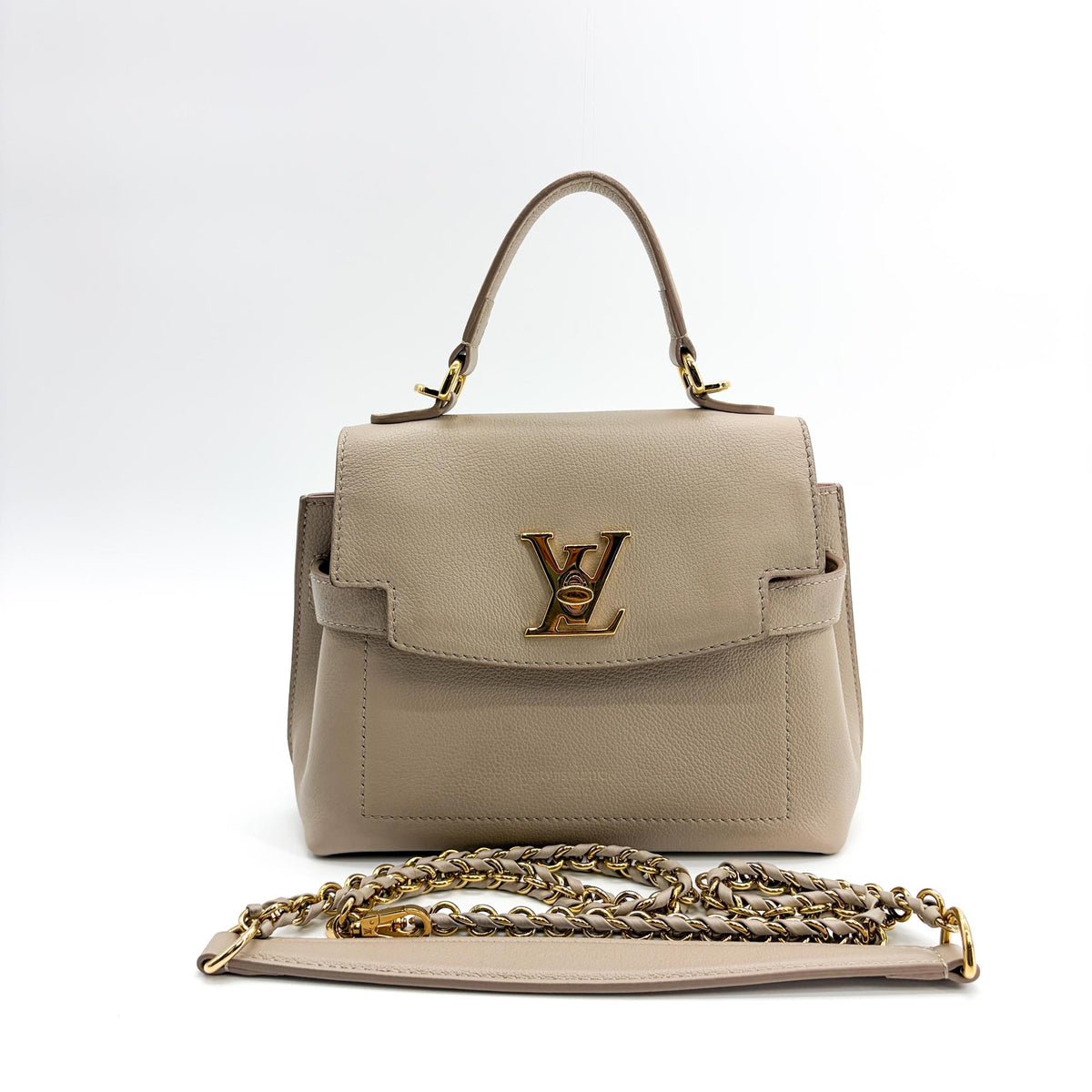 Louis Vuitton Lockme Ever Leather Beige Leather Handbag (Pre-Owned)