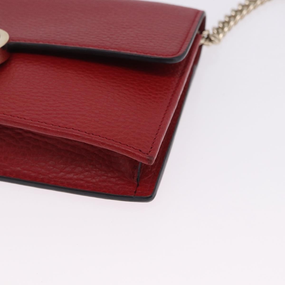 Gucci Interlocking Wallet On Chain Leather Red Leather Shoulder Bag Bag (Pre-Owned)