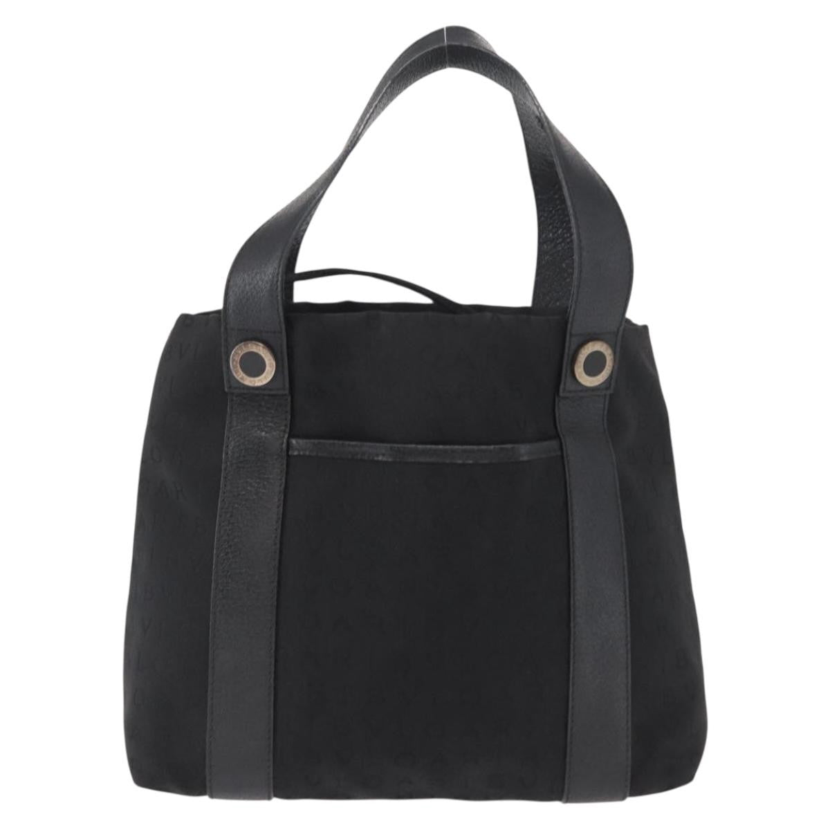 Bvlgari Logomania Canvas Black Canvas Tote Bag Bag (Pre-Owned)