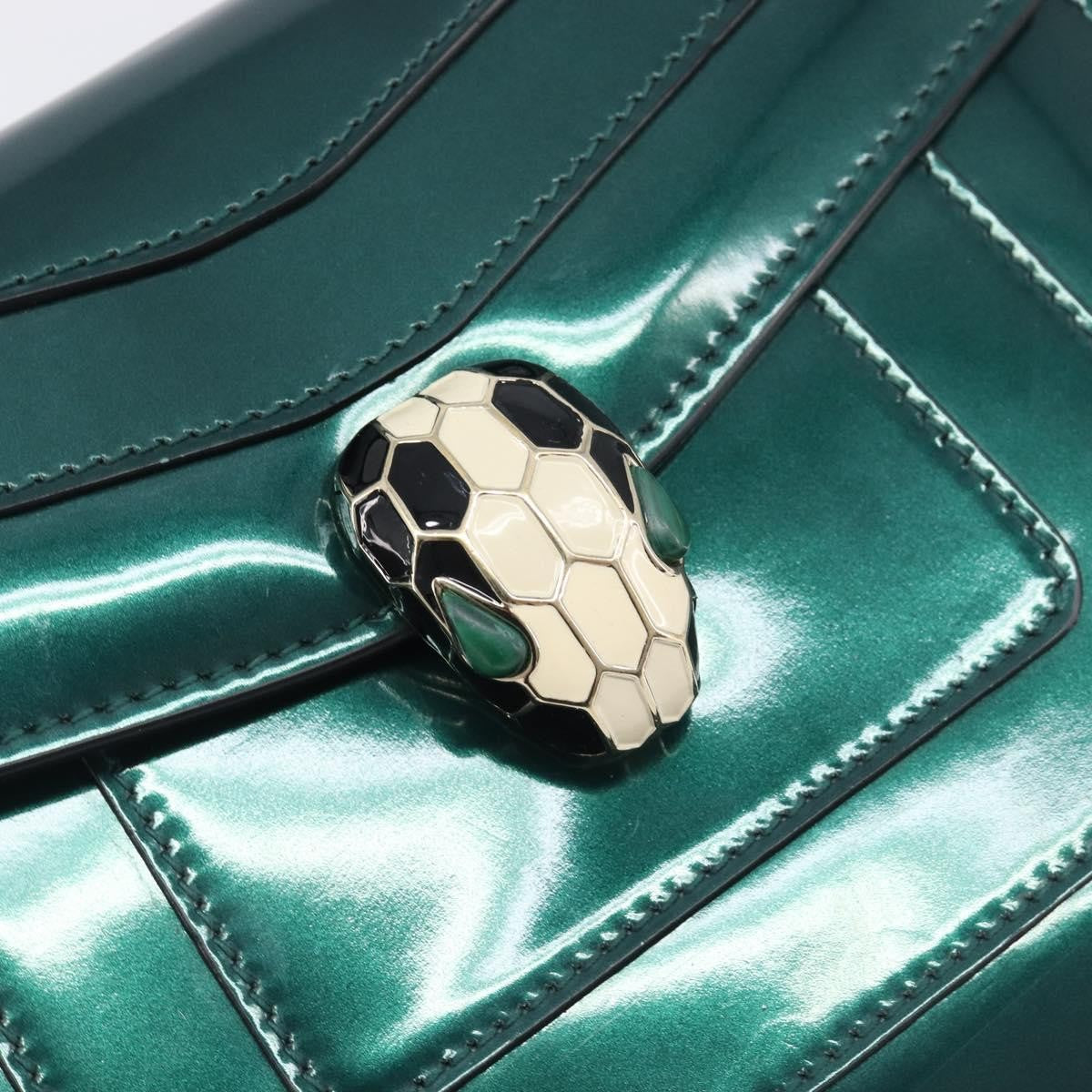 Bvlgari Serpenti Forever Patent Green Patent_Leather Shoulder Bag Bag (Pre-Owned)