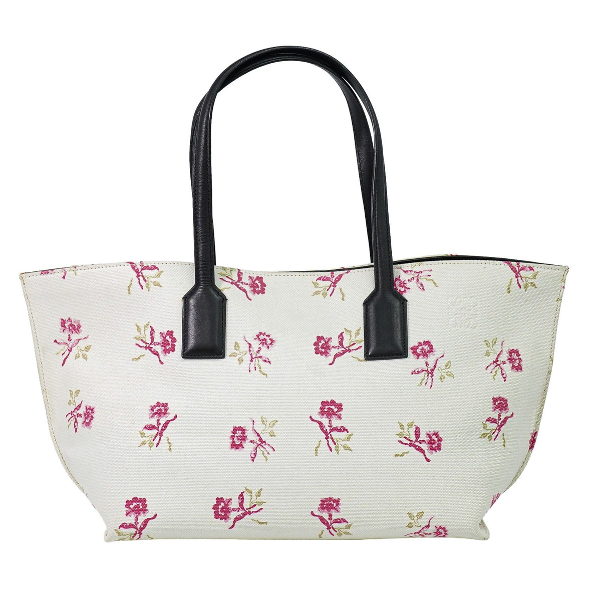 Loewe T Shopper Printed Canvas White Canvas Tote Bag Bag (Pre-Owned)