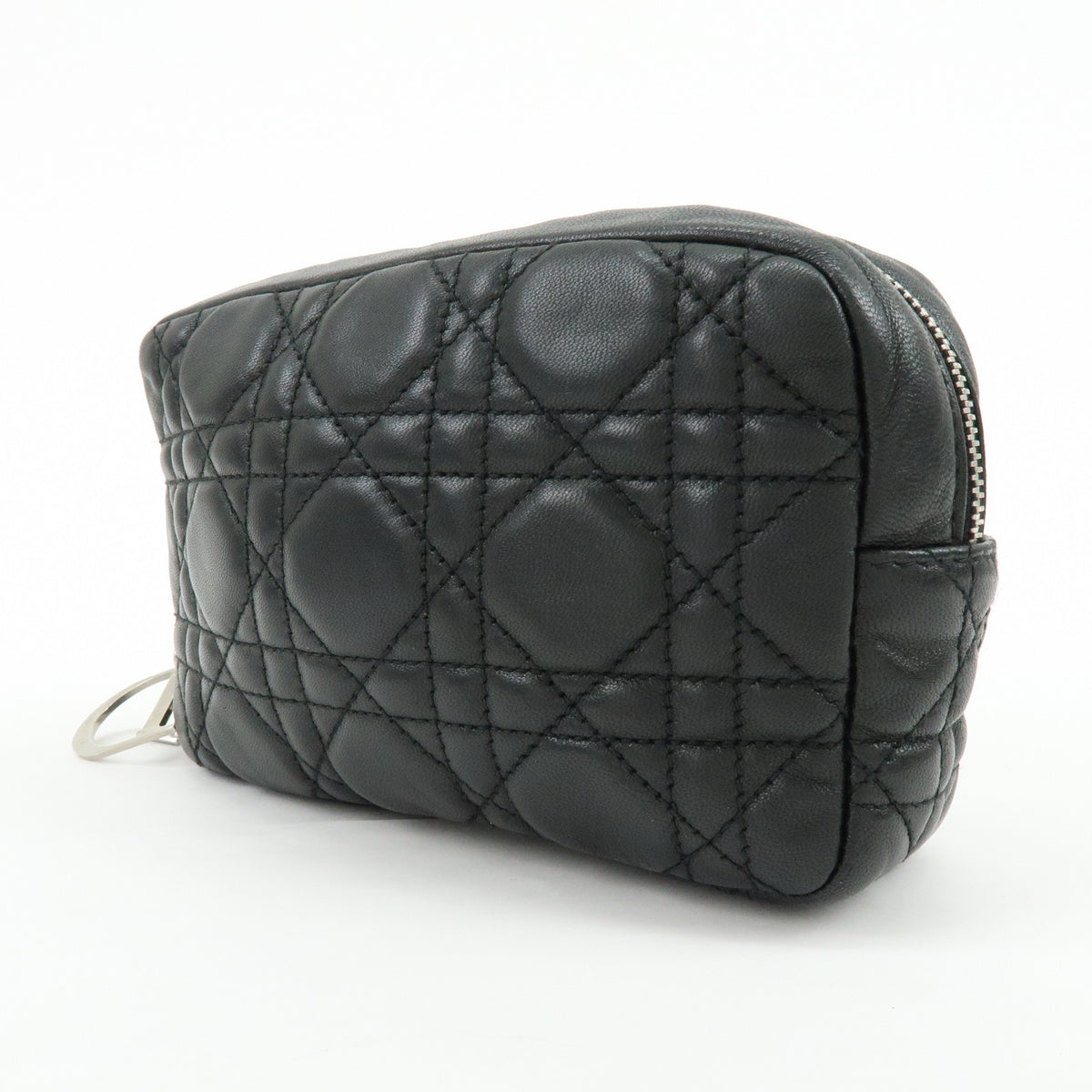 Christian Dior Lady Dior Cannage Quilt Leather Black Leather Wallets Accessory (Pre-Owned)