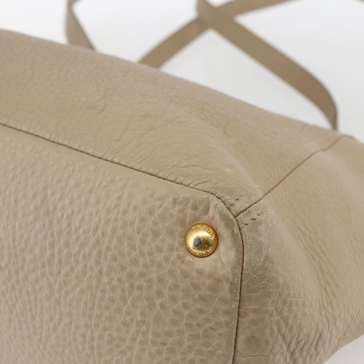 Prada Side Pocket Convertible Vitello Daino Beige Leather Tote Bag Bag (Pre-Owned)