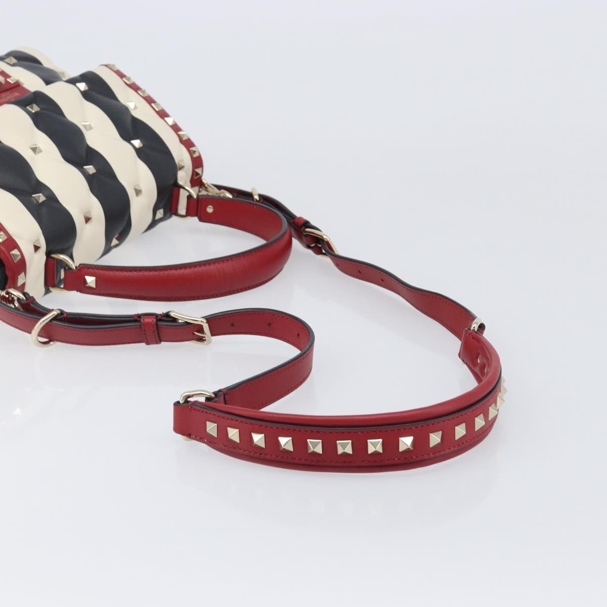 Valentino Garavani Candystud Top Handle Leather Red Leather Handbag (Pre-Owned)